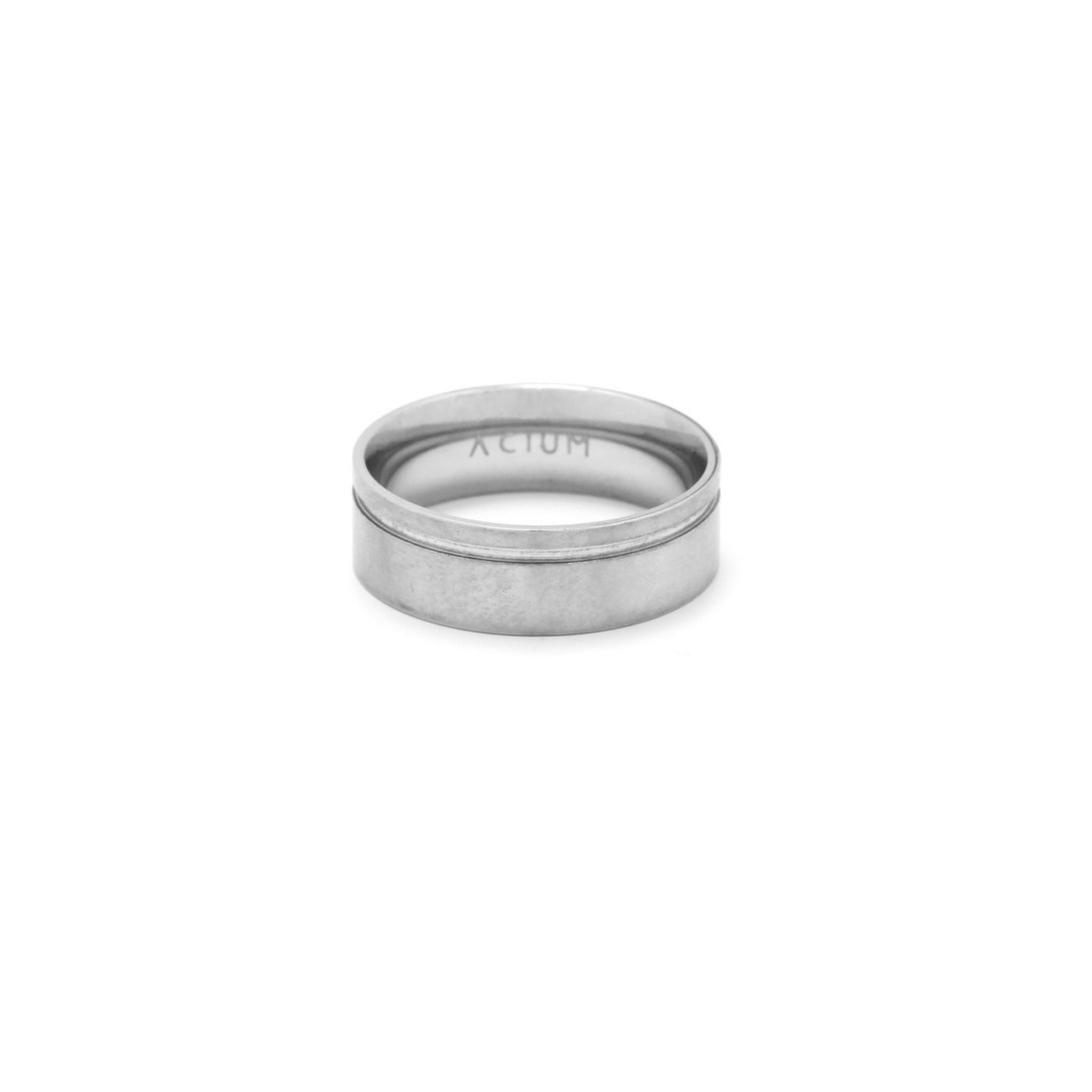 ALIANÇA BASIC RETA COM FRISO LATERAL AÇO ESCOVADO 8MM