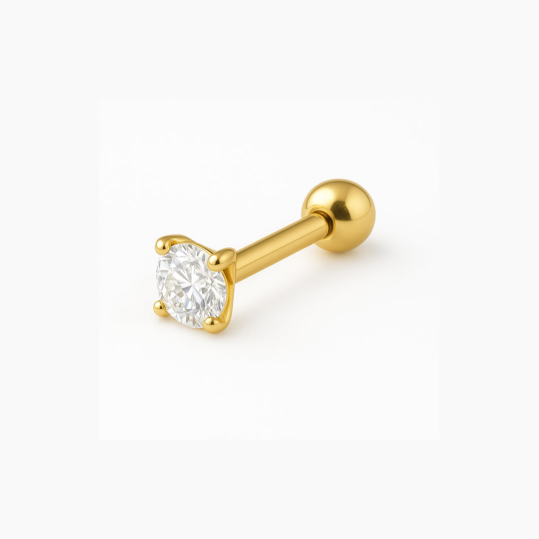 PIERCING LABRET RETO BANHO DE OURO ZIRCÔNIA