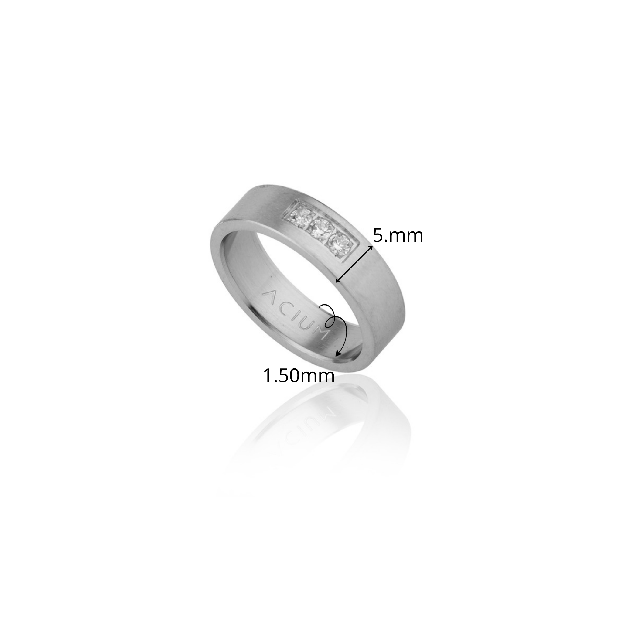 ALIANÇA BASIC OUI RETA 3 ZIRCÔNIAS AÇO ESCOVADO 5MM