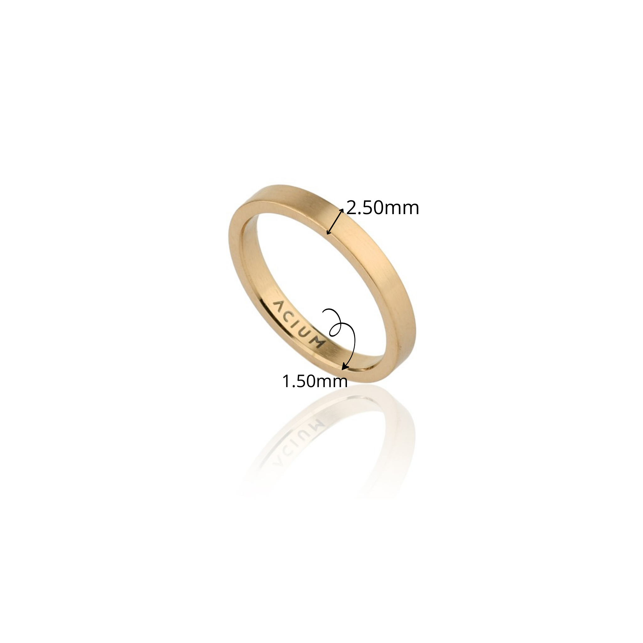 ALIANÇA BASIC OUI AÇO ESCOVADO BANHO DE OURO 2,5MM