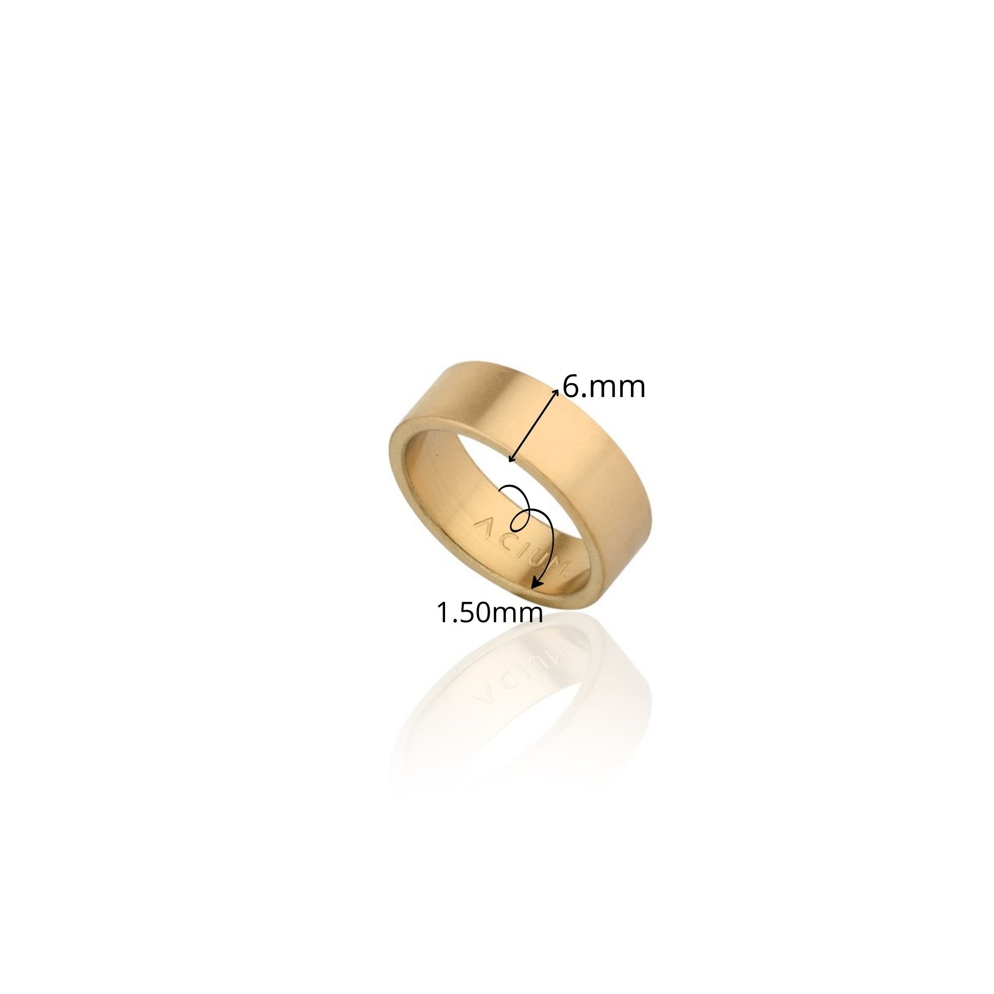 ALIANÇA BASIC OUI AÇO ESCOVADO BANHO DE OURO 6MM