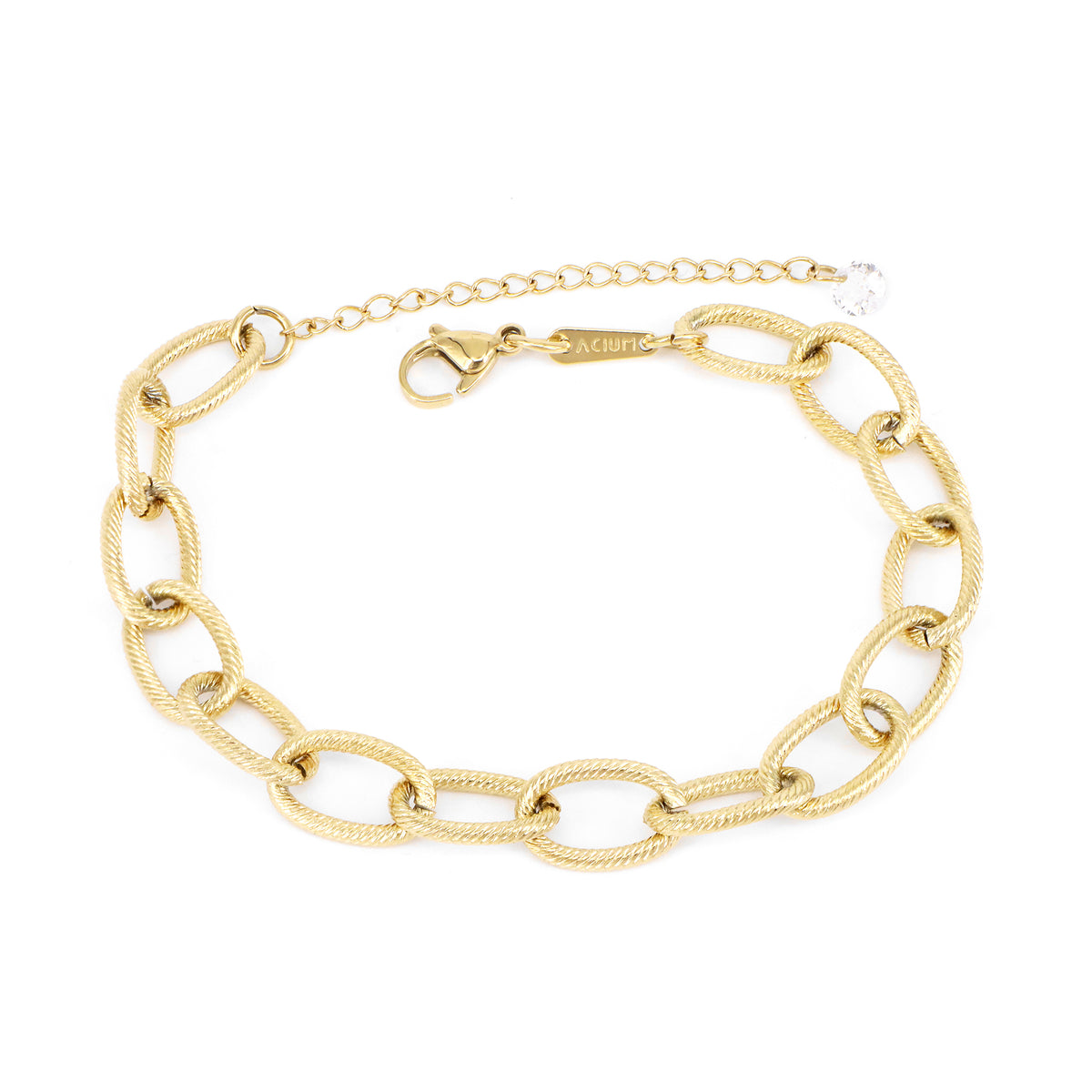 PULSEIRA BASIC POP PREMIUM OVAL TEXTURIZADA 9,5MM ALONGADOR COM PONTO DE LUZ