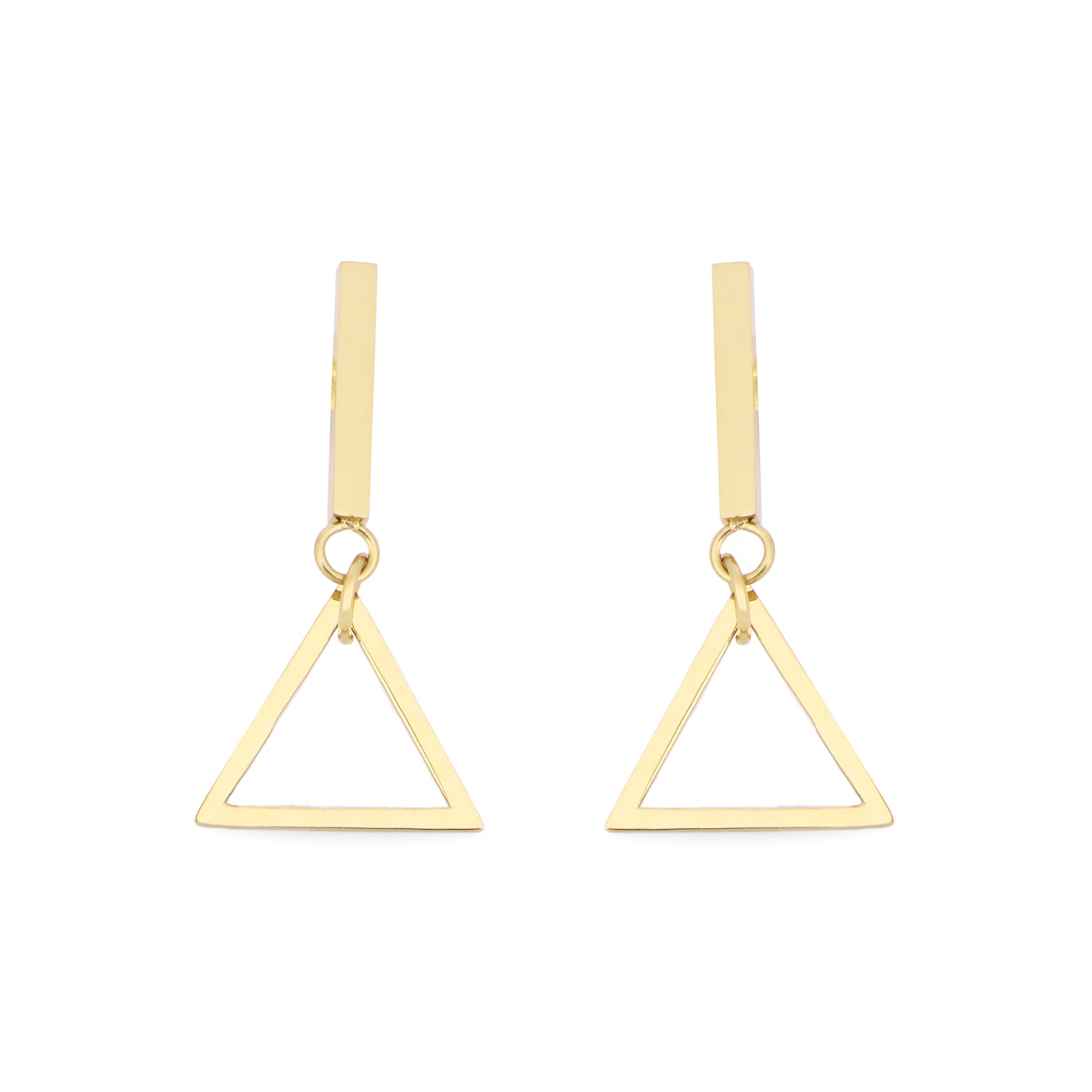 BRINCO GEOMETRIC HASTE RETA CURTA PENDENTE TRIANGULO