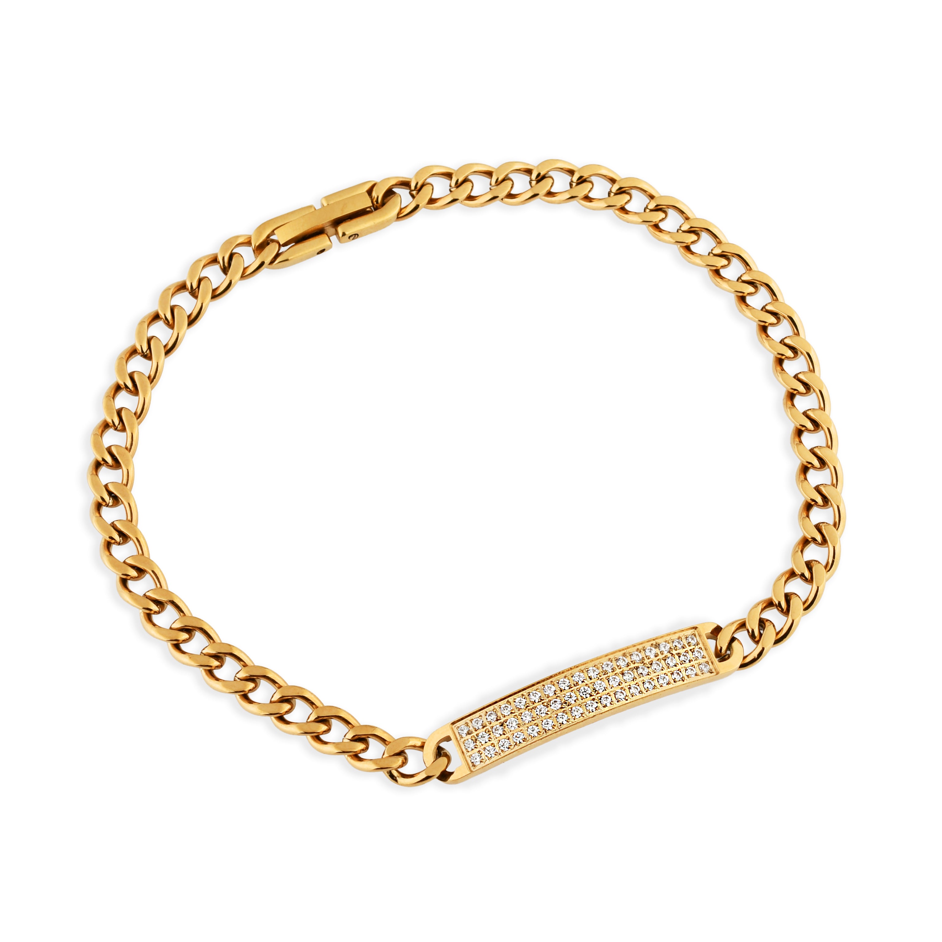 PULSEIRA GRUMET COM PLACA DE ZIRCÔNIAS 6MM