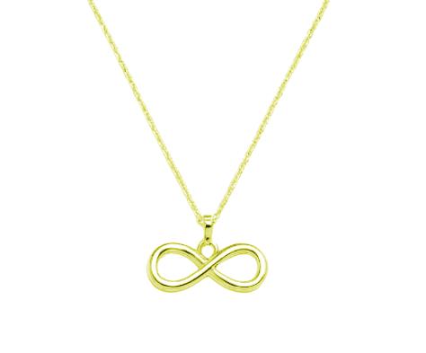 COLAR MINIMALIST CORRENTE 45CM CADEADA 1MM PENDENTE INFINITO LISO