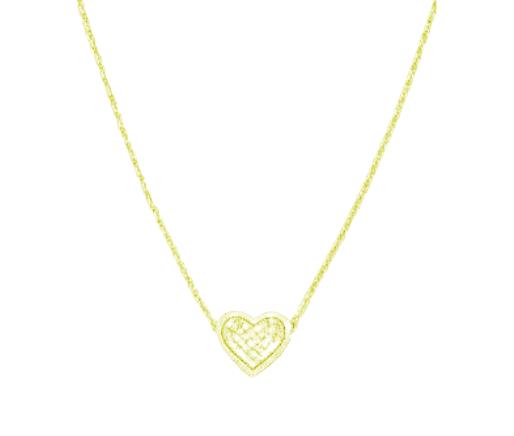 COLAR MINIMALIST 40CM CADEADA 1,8MM PENDENTE CORAÇÃO COM ZIRCÔNIA