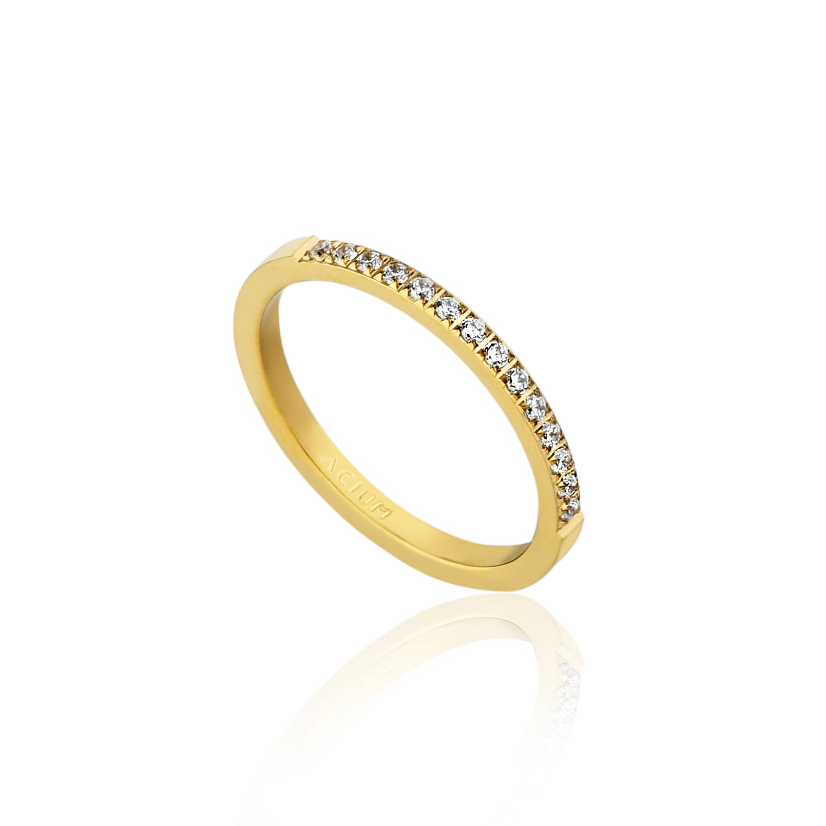 ANEL GLOW MEIA ALIANÇA COM ZIRCÔNIAS