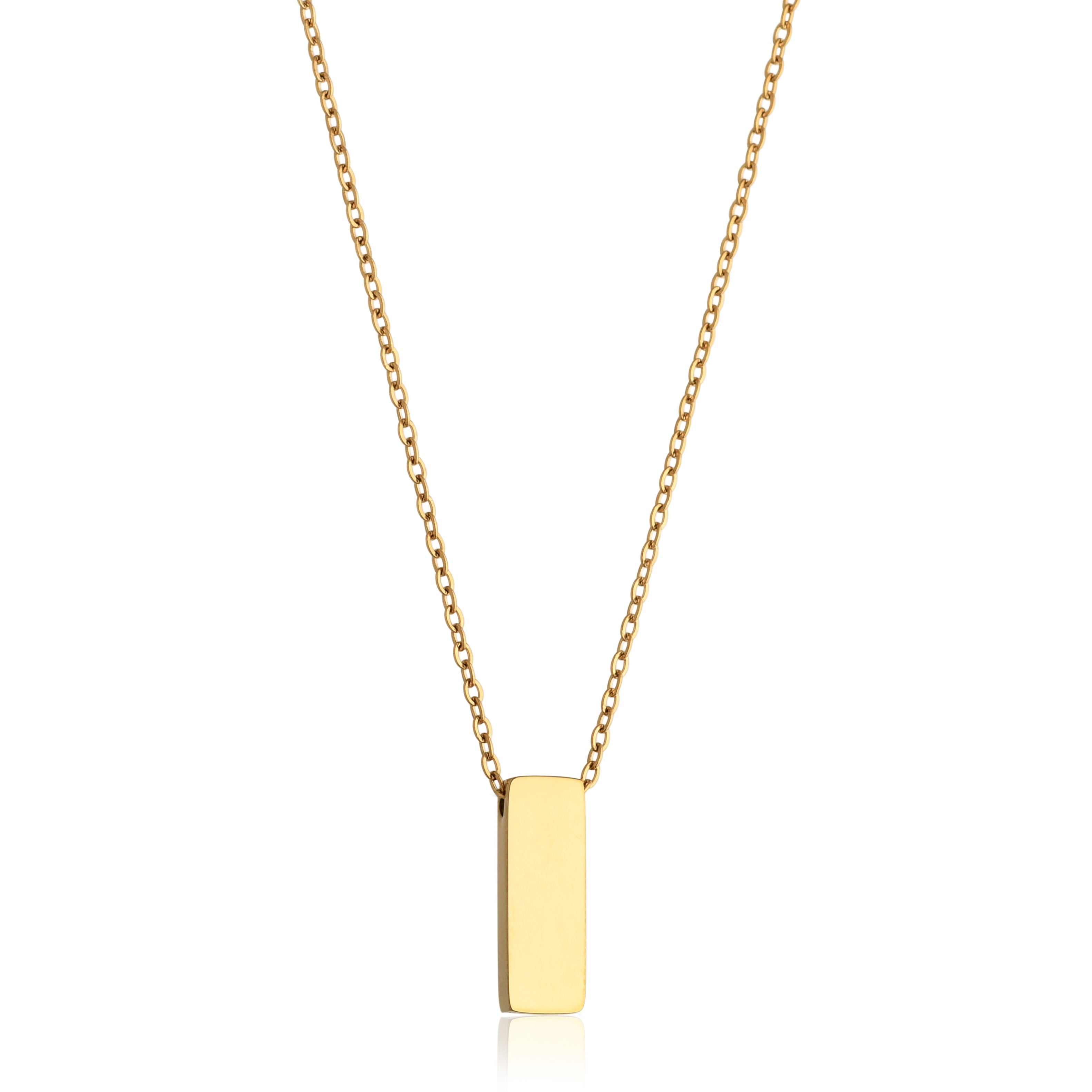 COLAR GEOMETRIC CORRENTE CADEADA PENDENTE BARRA RETANGULAR MACIÇA