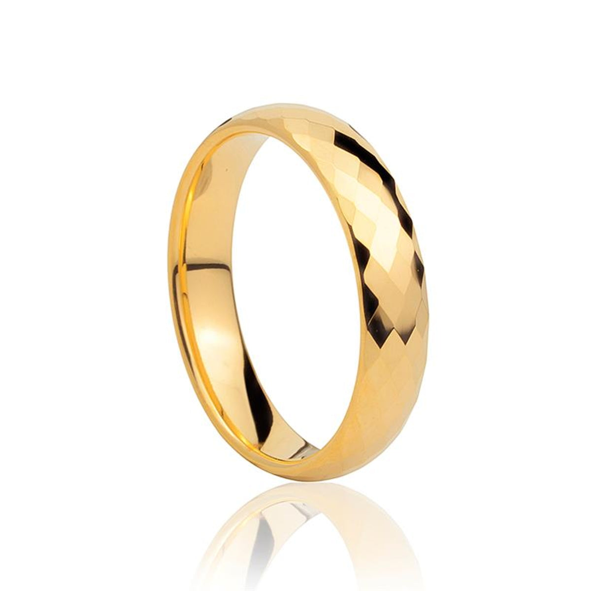 ALIANÇA BASIC ABAULADA FACETADA TUNGSTÊNIO IP GOLD 6MM