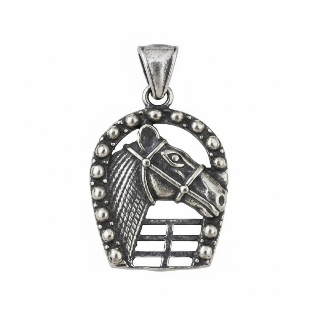 PINGENTE DARK FERRADURA EQUESTRE CABEÇA DE CAVALO