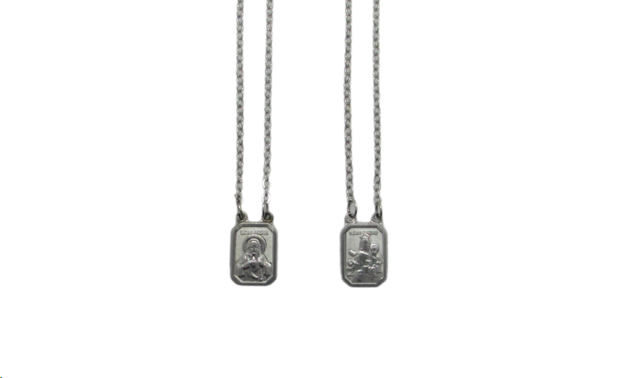 ESCAPULÁRIO CORRENTE GRUMET 70CM PLACAS JESUS E NOSSA SENHORA DO CARMO "P"