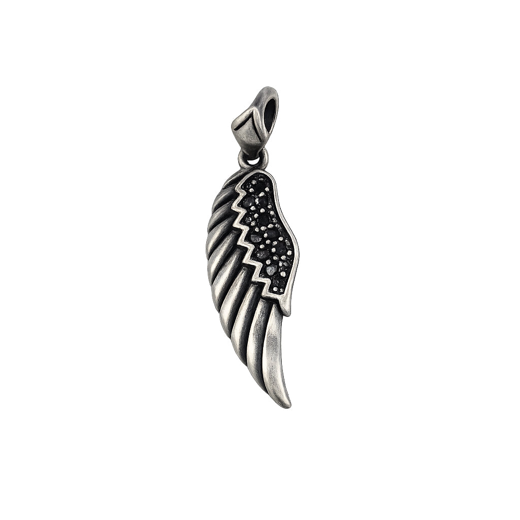 PINGENTE SOFT DARK PLUMAS COM ZIRCÔNIAS PRETAS