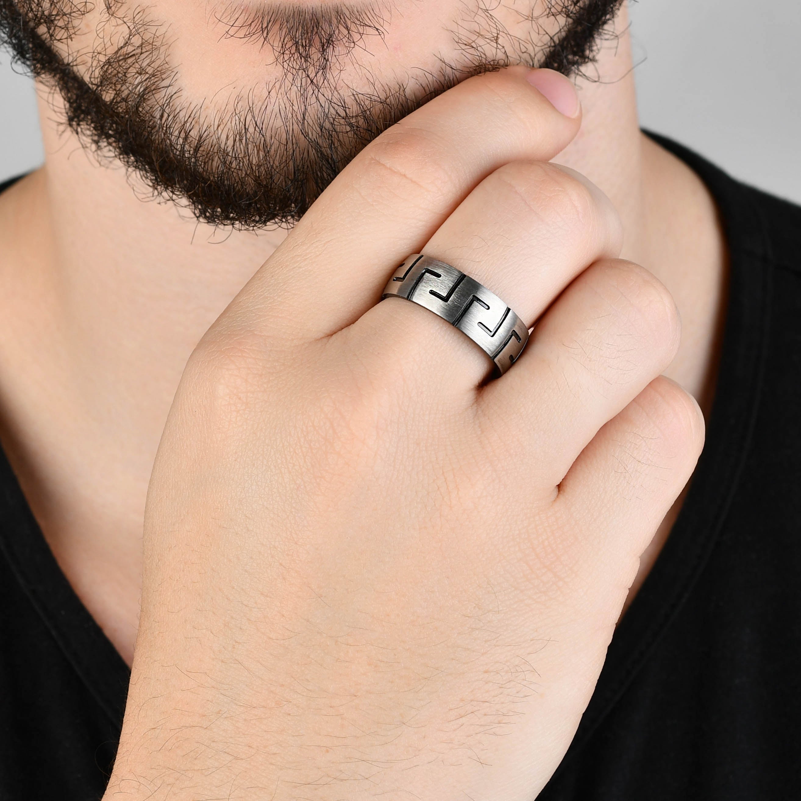 ANEL CASUAL PADRÃO GREGO FRISOS BLACK