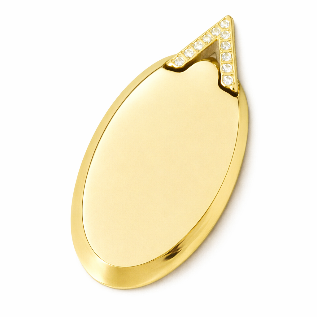 PINGENTE PERSONALIZAÇÃO ACIUM OVAL LOGO COM ZIRCÔNIAS