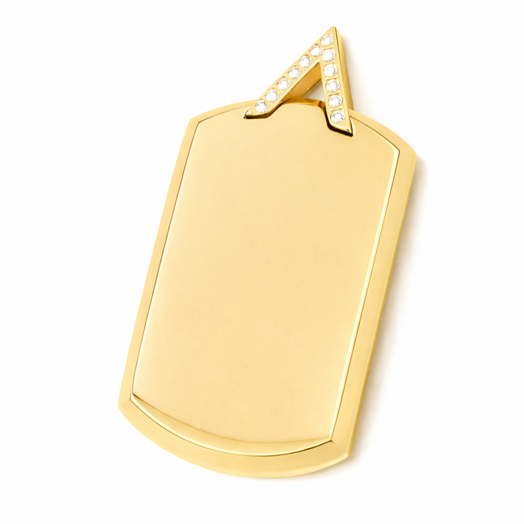 PINGENTE PERSONALIZAÇÃO ACIUM RETANGULAR ARREDONDADO LOGO COM ZIRCÔNIAS