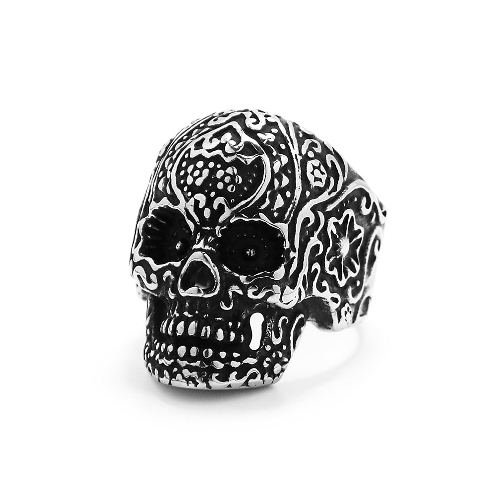 ANEL "EDIÇÃO LIMITADA" SOFT DARK CAVEIRA MEXICANA AÇO COM DETALHE BLACK