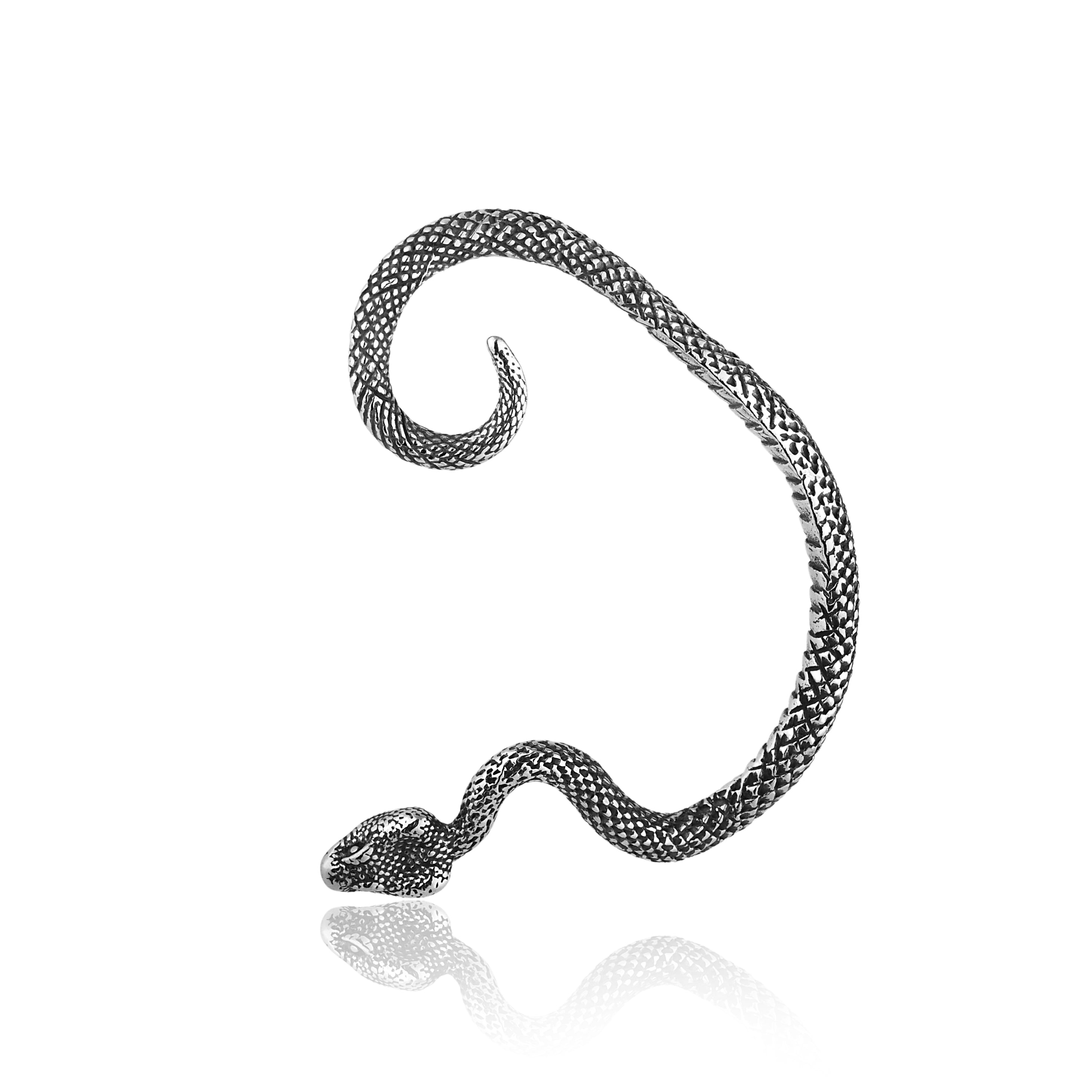 BRINCO DARK EAR CUFF UNITÁRIO SERPENTE AÇO COM DETALHE BLACK