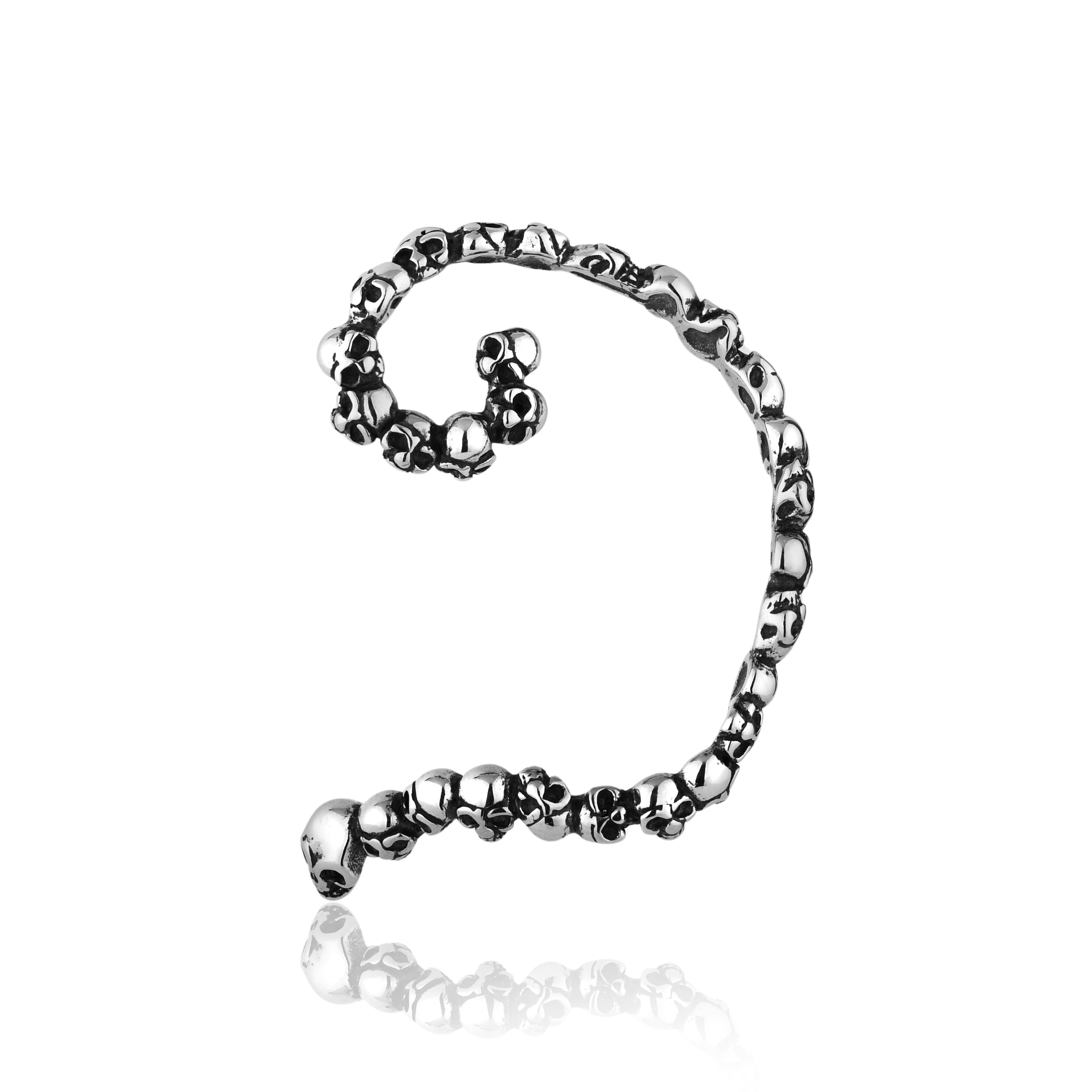 BRINCO SOFT DARK EAR CUFF UNITÁRIO CAVEIRAS AÇO COM DETALHES BLACK
