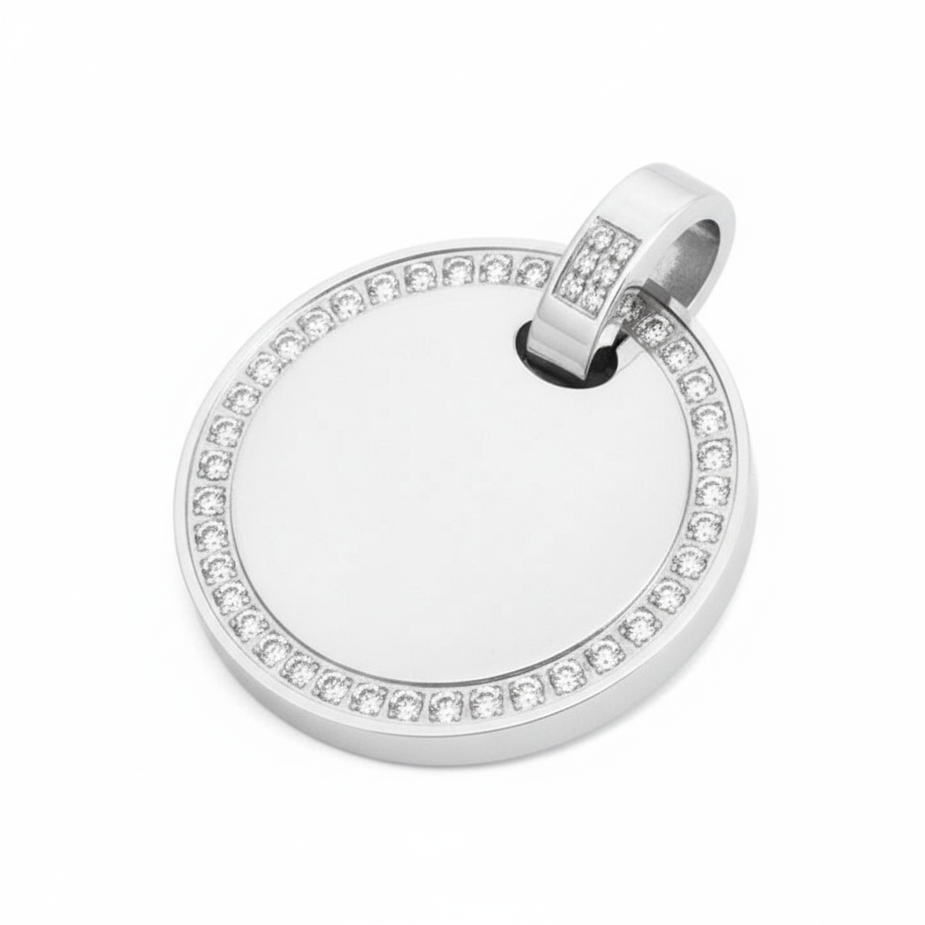 PINGENTE BASIC PERSONALIZAÇÃO REDONDO CRAVEJADO