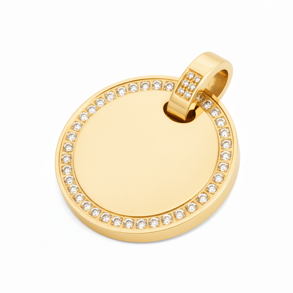 PINGENTE BASIC PERSONALIZAÇÃO REDONDO CRAVEJADO