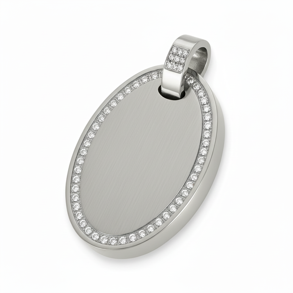 PINGENTE BASIC PERSONALIZAÇÃO OVAL CRAVEJADO