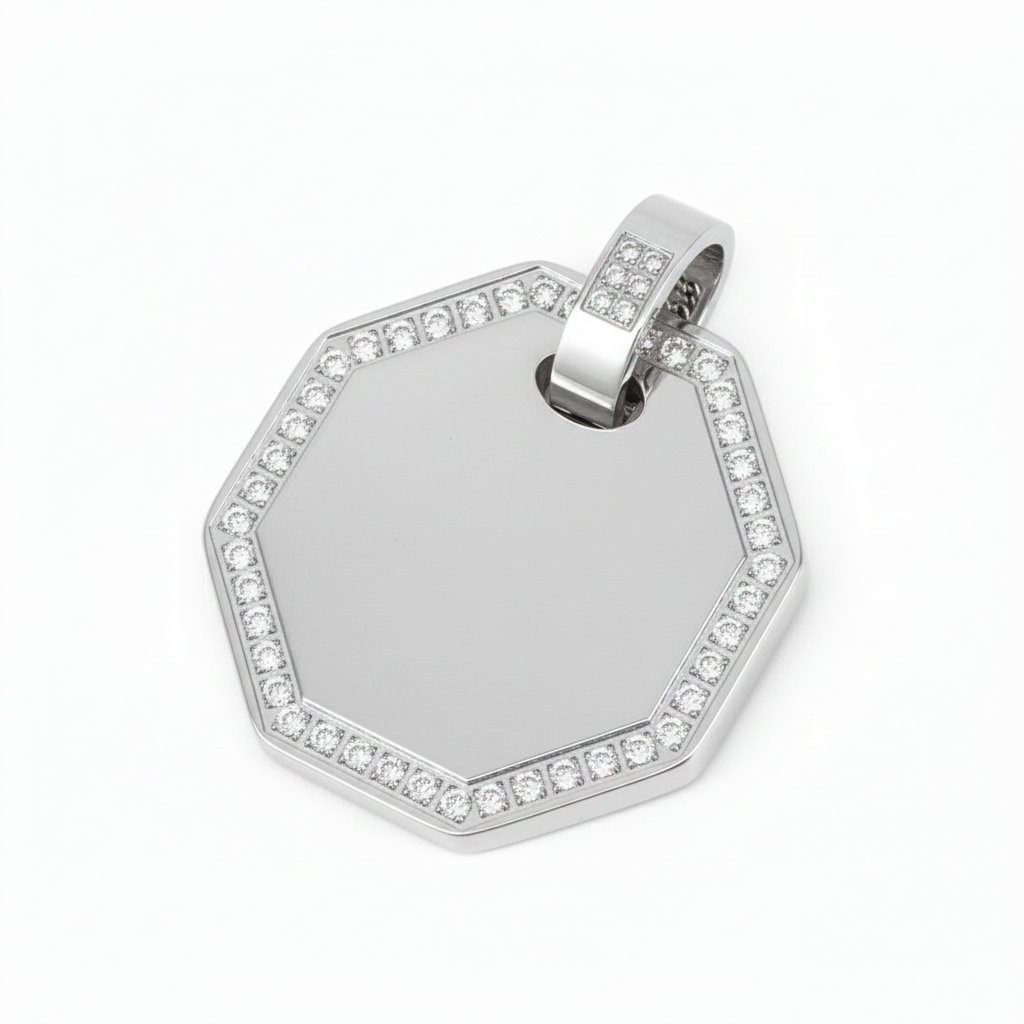 PINGENTE BASIC PERSONALIZAÇÃO OCTAVADO CRAVEJADO