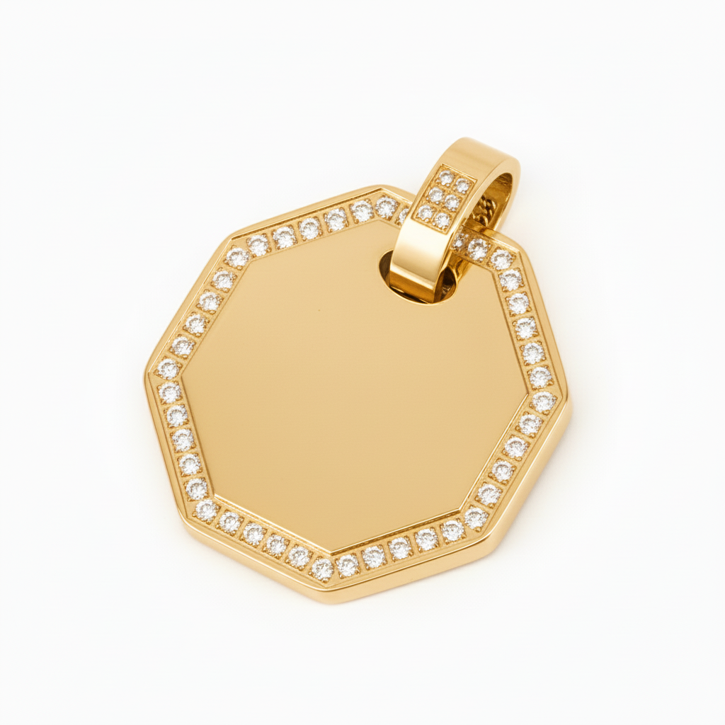 PINGENTE BASIC PERSONALIZAÇÃO OCTAVADO CRAVEJADO