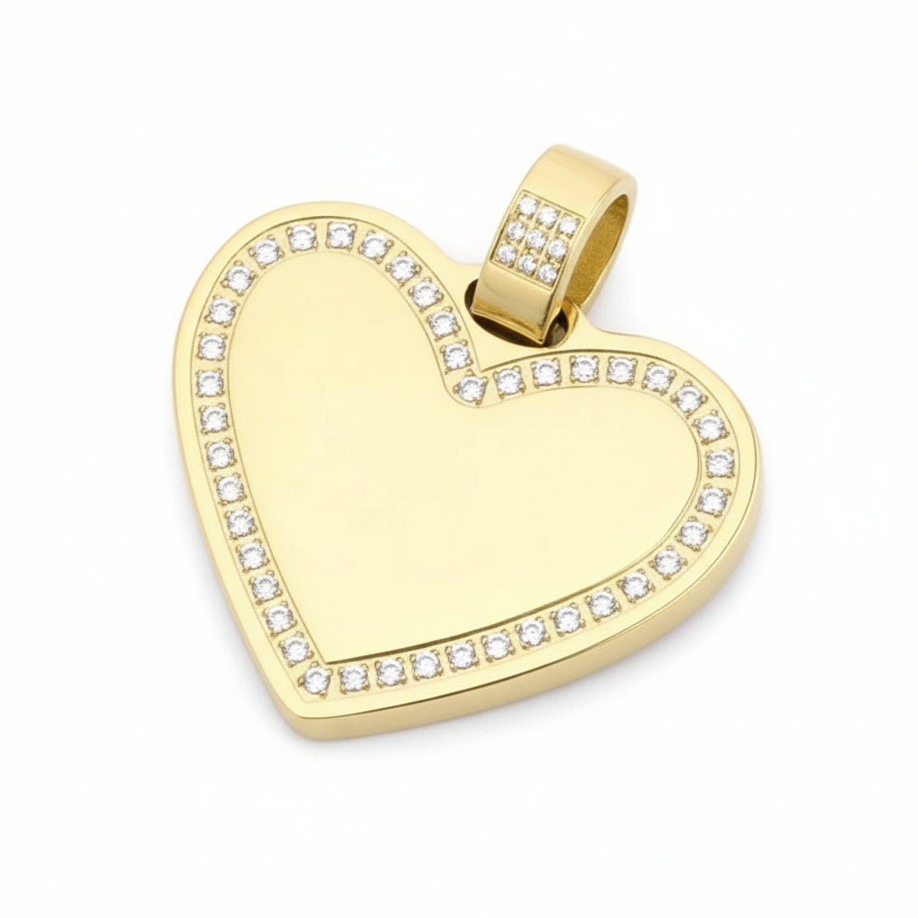 PINGENTE BASIC PERSONALIZAÇÃO CORAÇÃO CRAVEJADO