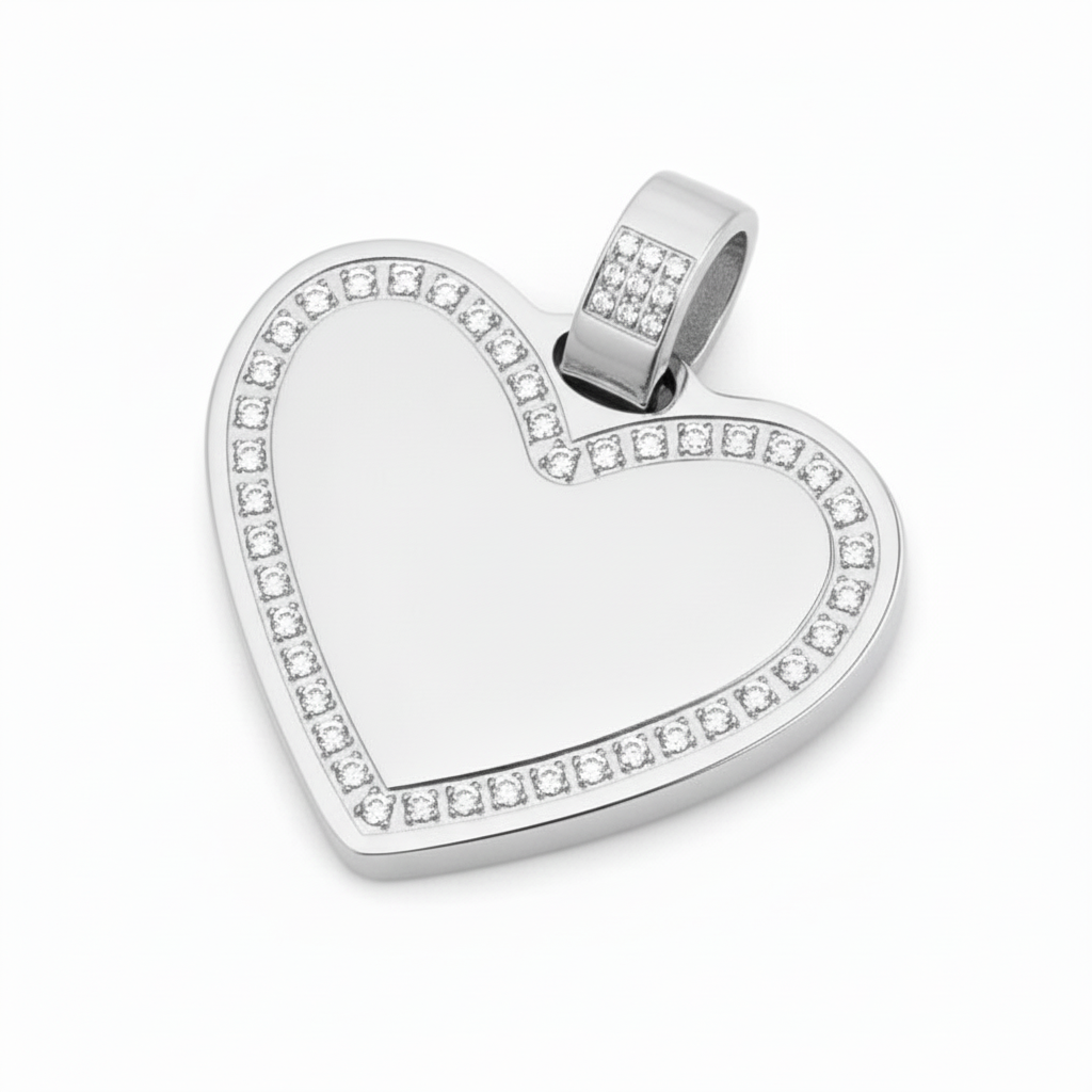 PINGENTE BASIC PERSONALIZAÇÃO CORAÇÃO CRAVEJADO