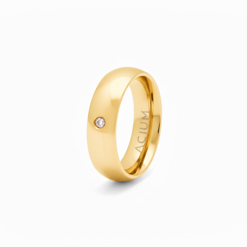 ALIANÇA BASIC ABAULADA 5MM COM UMA ZIRCÔNIA