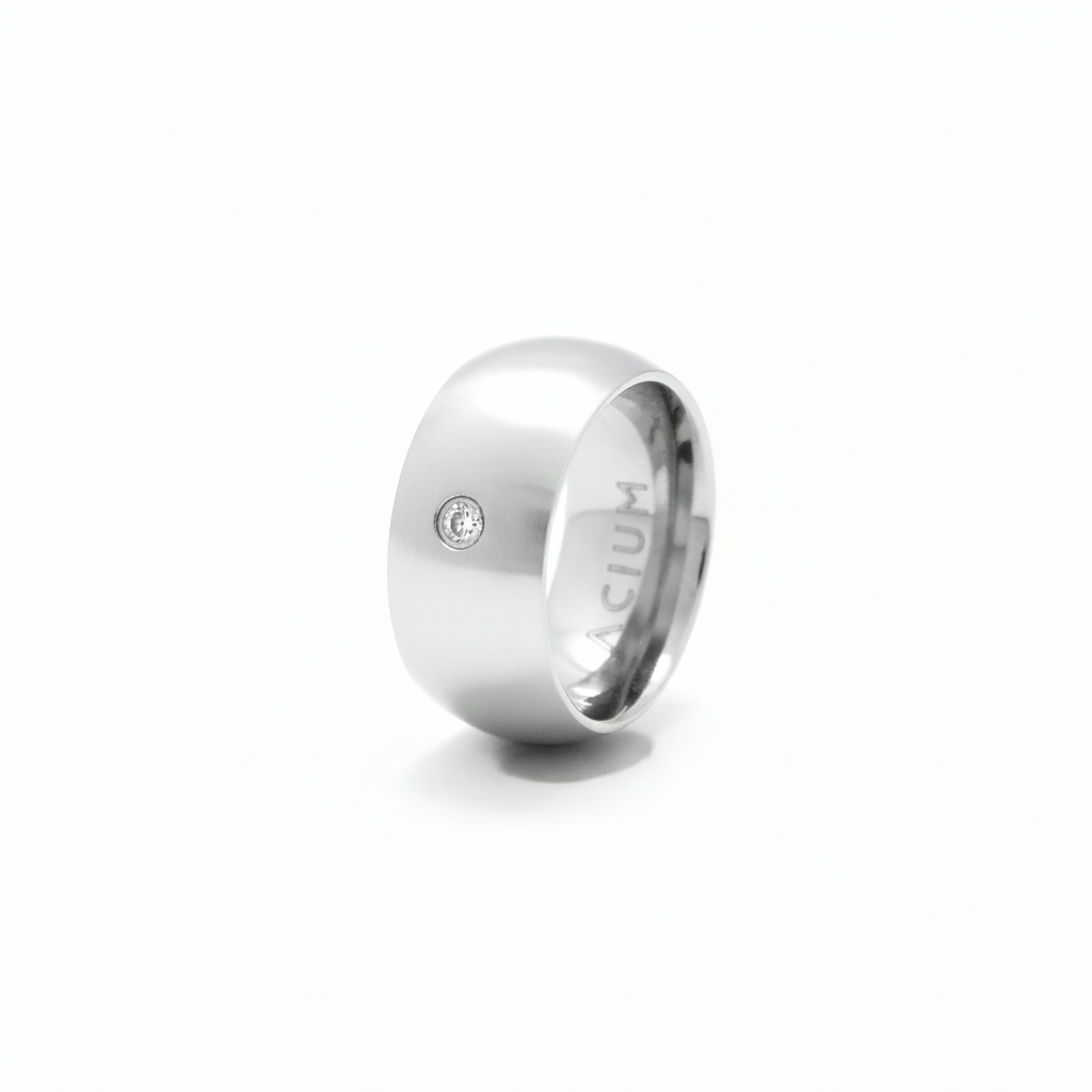 ALIANÇA BASIC ABAULADA 8MM COM UMA ZIRCÔNIA