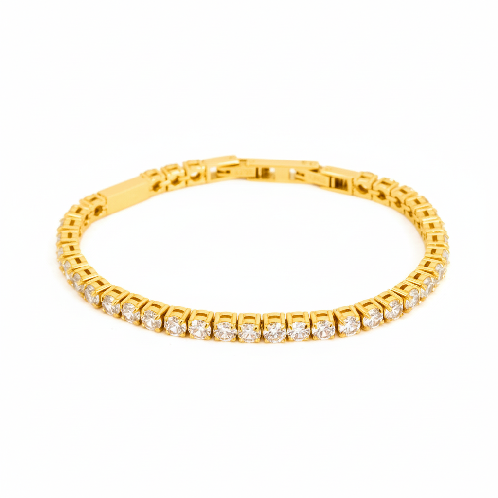 PULSEIRA GLOW RIVIERA GARRAS QUADRADAS COM ZIRCÔNIAS 4MM