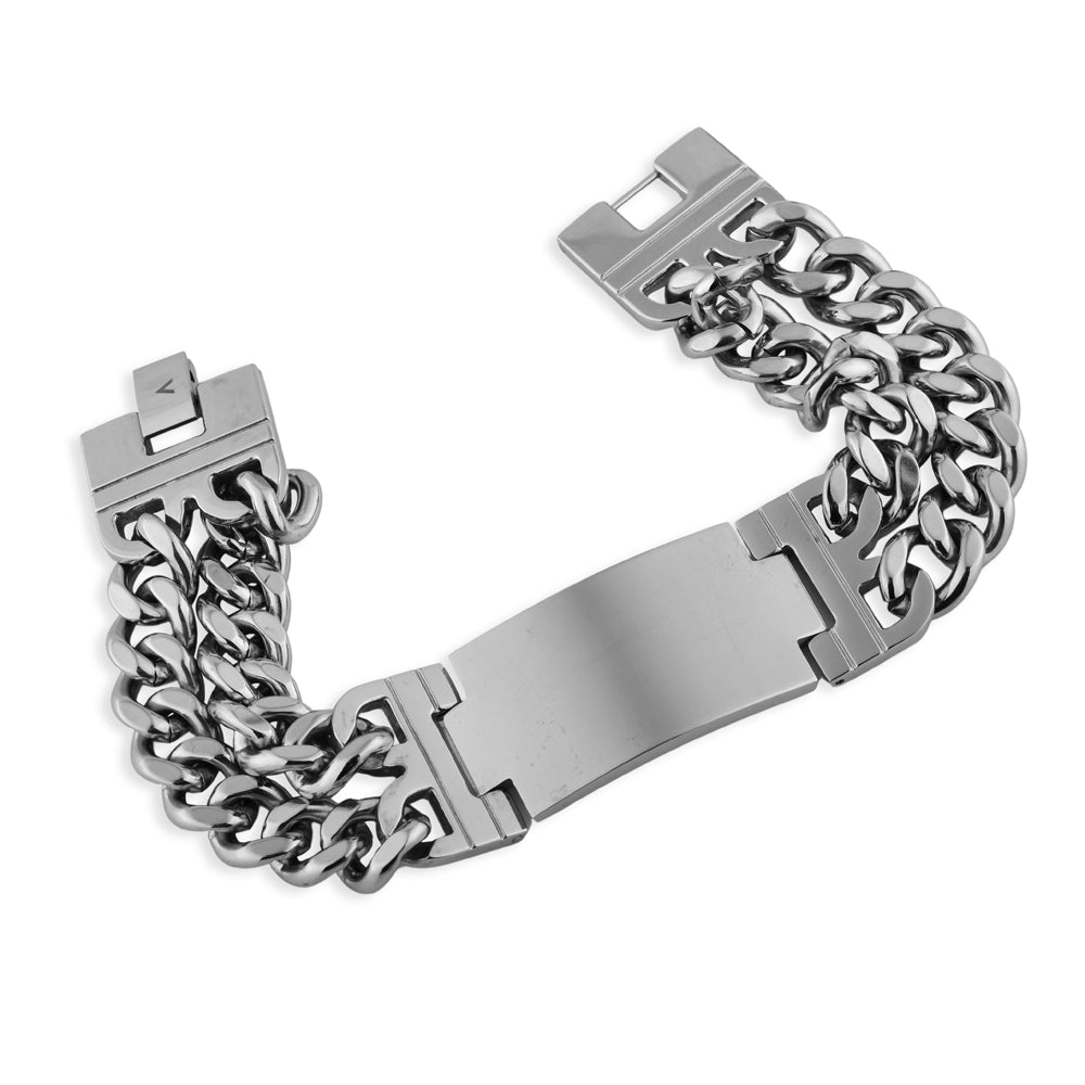 PULSEIRA GRUMET CORRENTE DUPLA COM PLACA PERSONALIZÁVEL AÇO 22MM