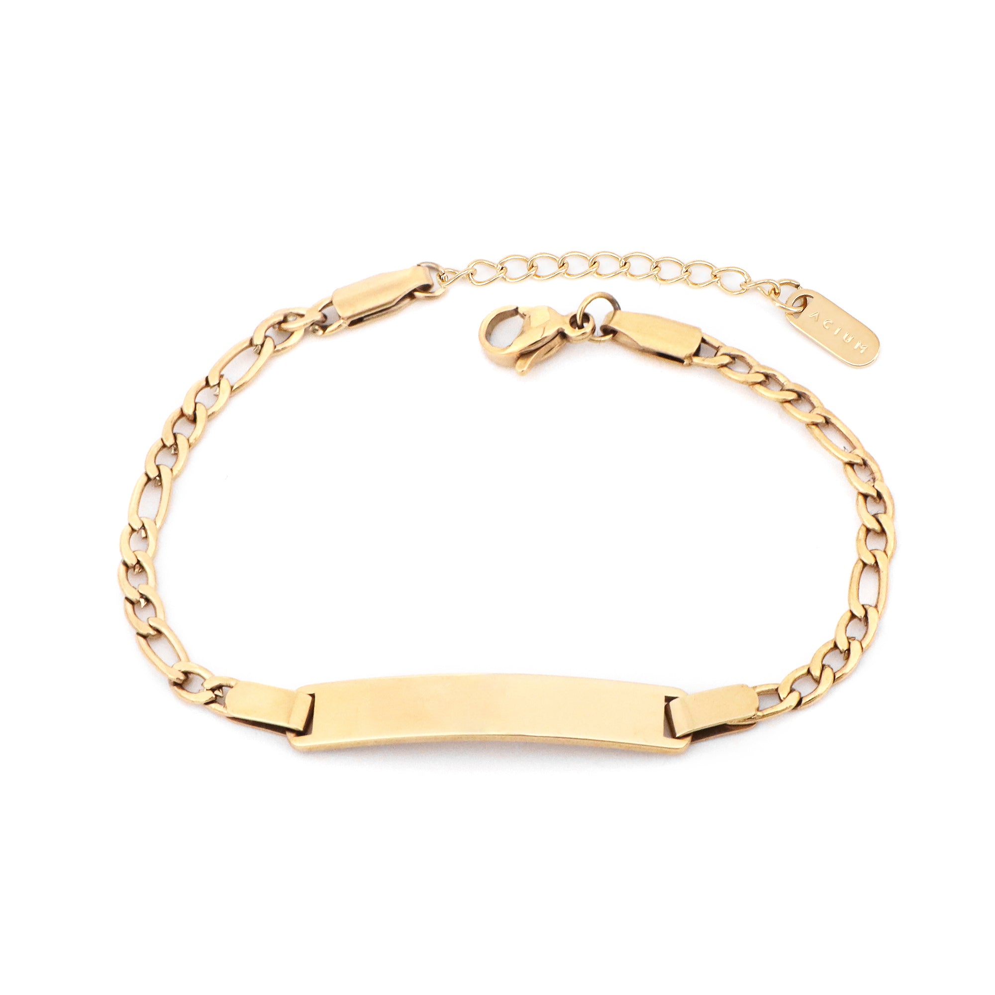 PULSEIRA BABY ELO FÍGARO 3MM COM PLACA PERSONALIZÁVEL ALONGADOR