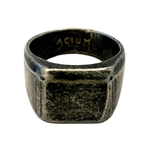 ANEL PRIME QUADRADO CHANFRADO AÇO ESCOVADO OLD BLACK