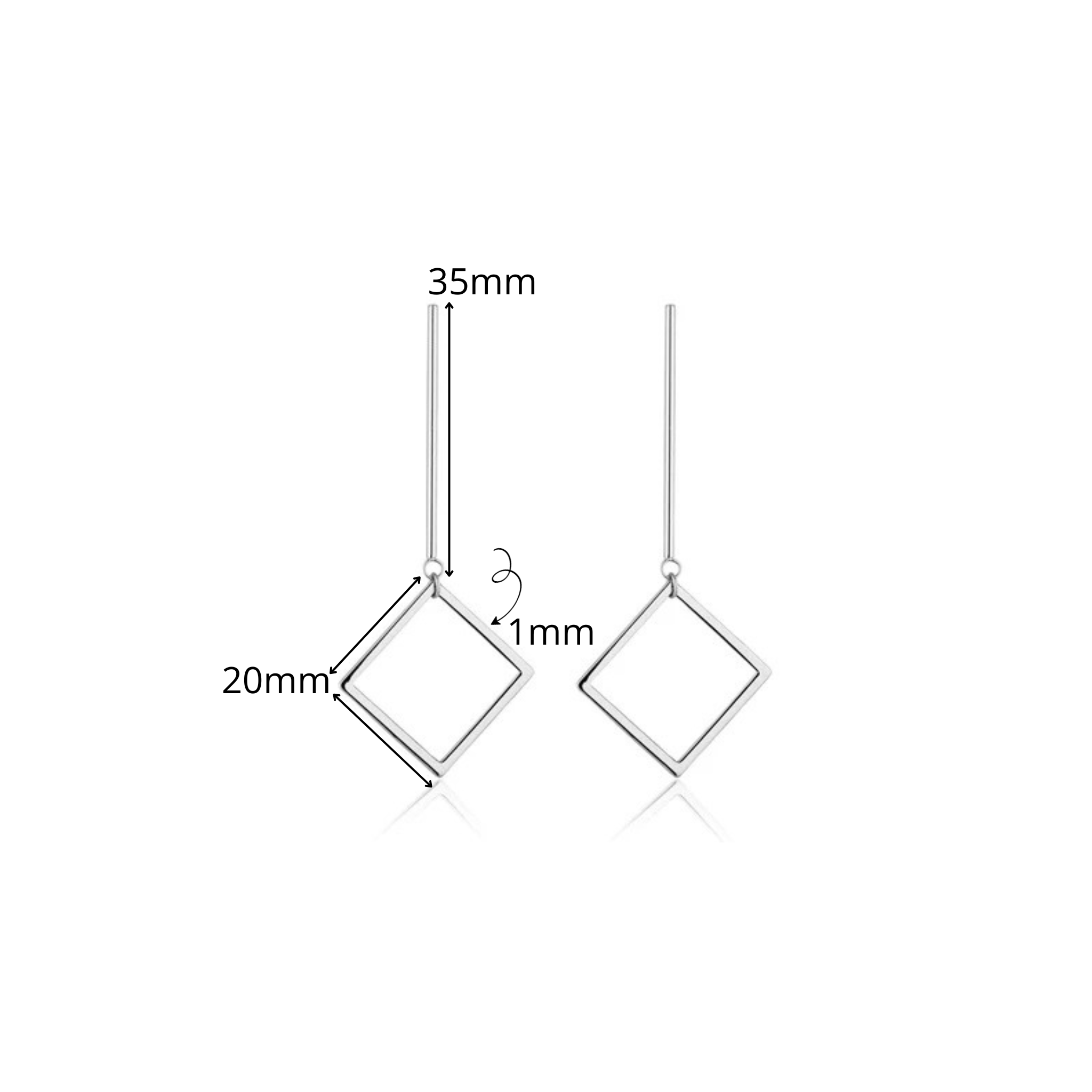 BRINCO POP HASTE RETA CURTA COM PENDENTE LOSANGO VAZADO