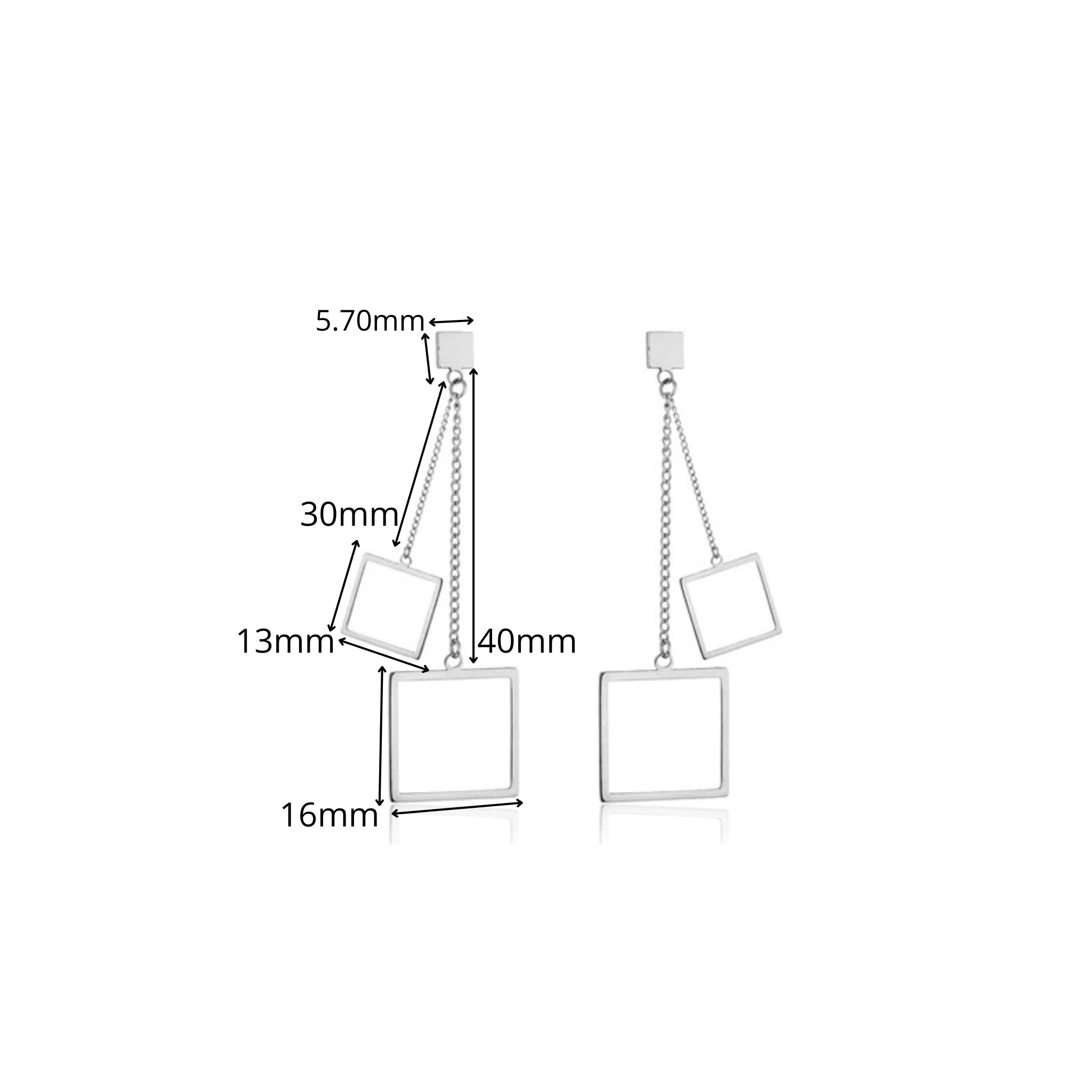 BRINCO POP CADEADA DUPLA COM PENDENTES QUADRADOS VAZADOS AÇO