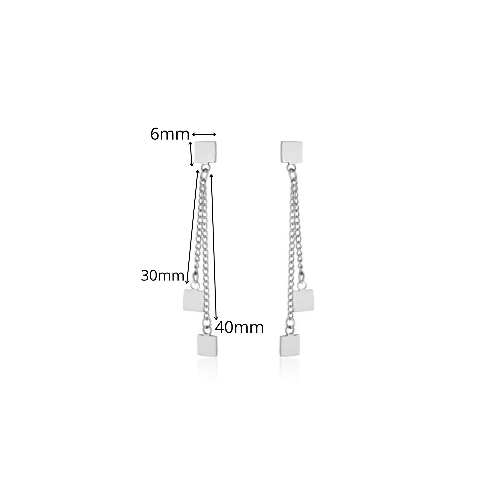 BRINCO POP CADEADA DUPLA COM PENDENTES QUADRADOS AÇO