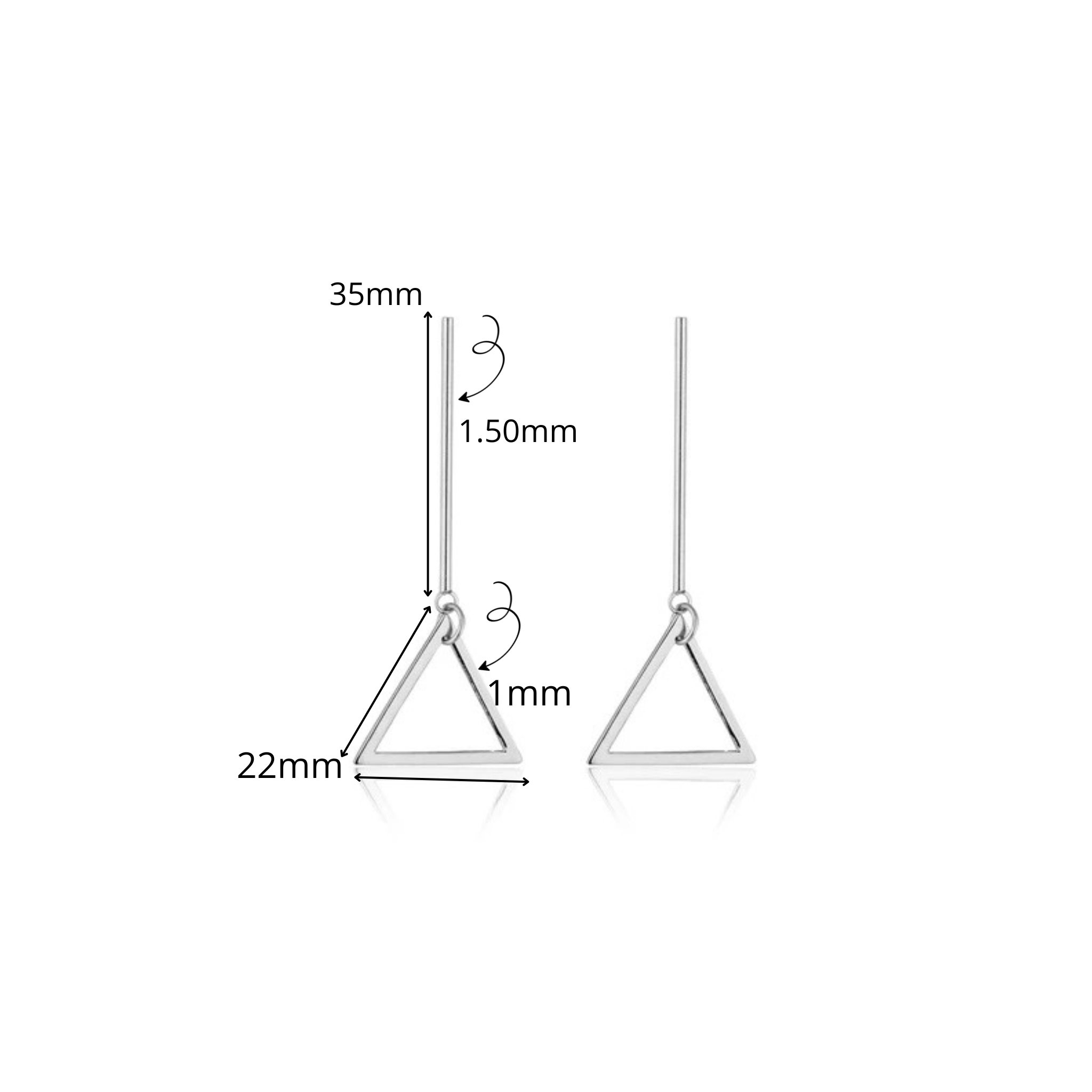 BRINCO POP HASTE RETA CURTA COM PENDENTE TRIANGULO VAZADO