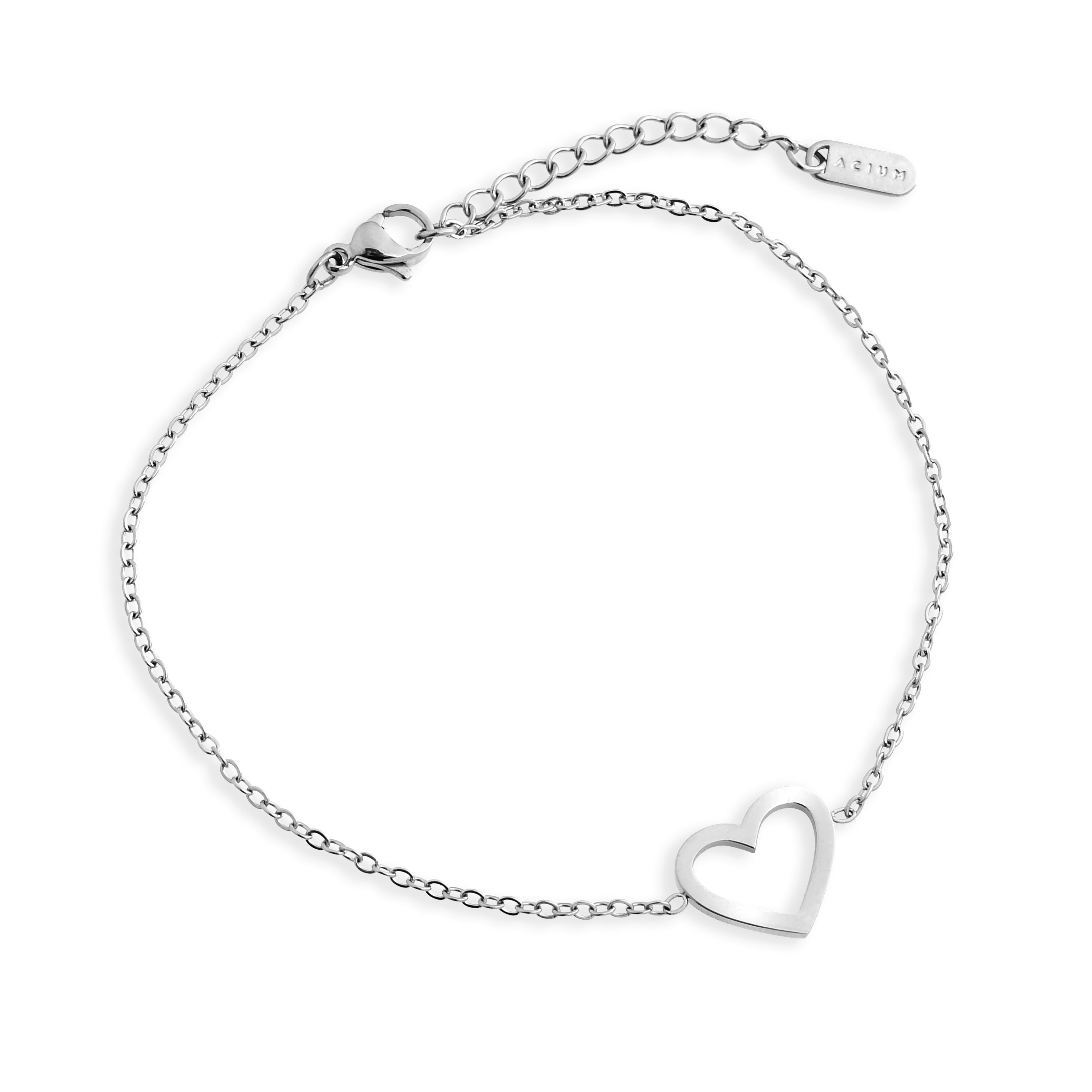PULSEIRA CASUAL CADEADA 3MM PINGENTE CORAÇÃO VAZADO ALONGADOR