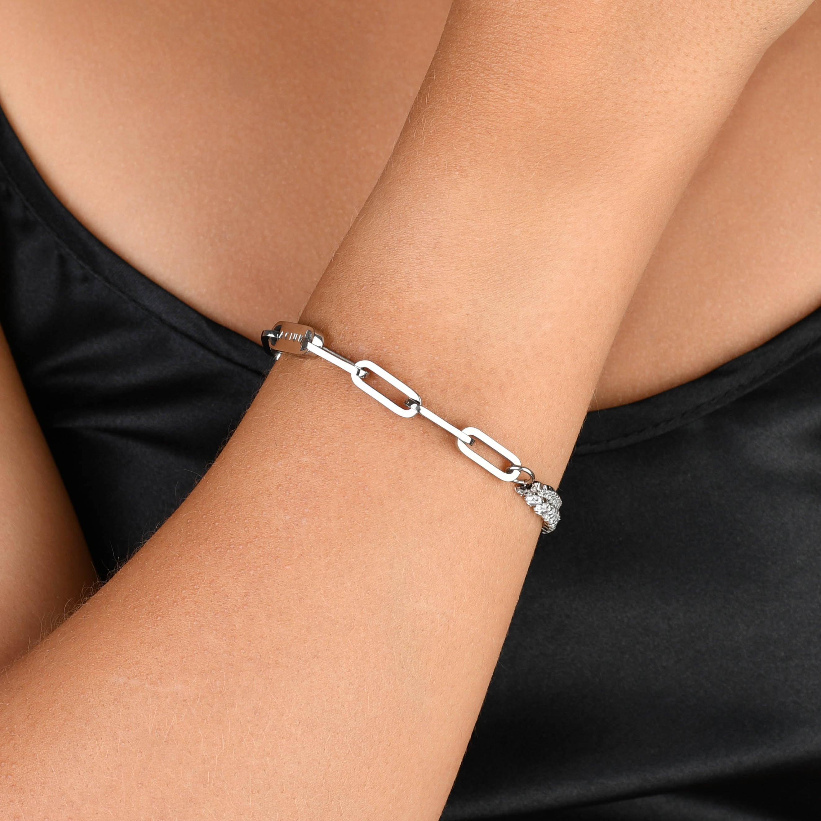 PULSEIRA PRIME DUPLO ELO CADEADA ALONGADA E RIVIERA COM ZIRCÔNIAS