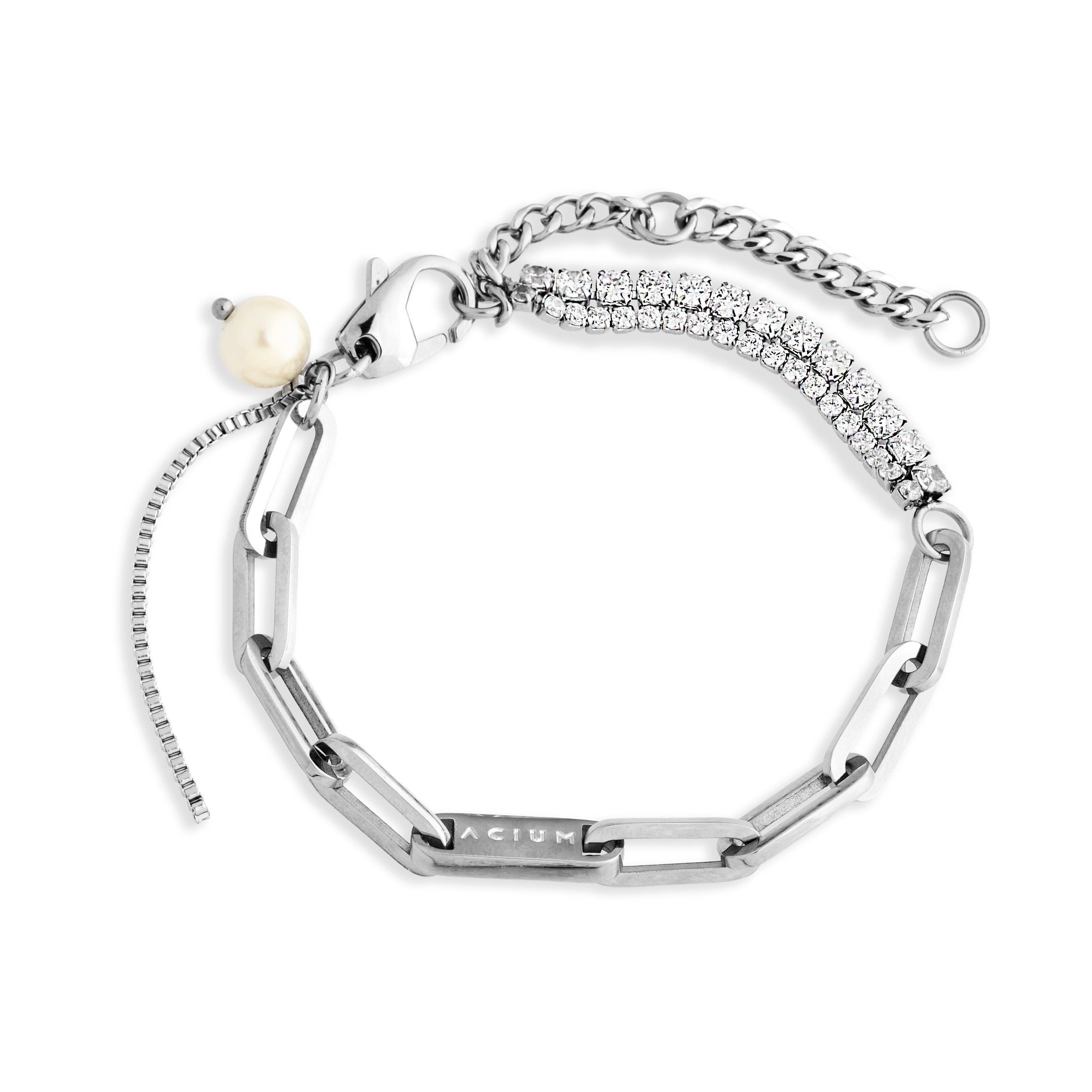 PULSEIRA PRIME DUPLO ELO CADEADA ALONGADA E RIVIERA COM ZIRCÔNIAS