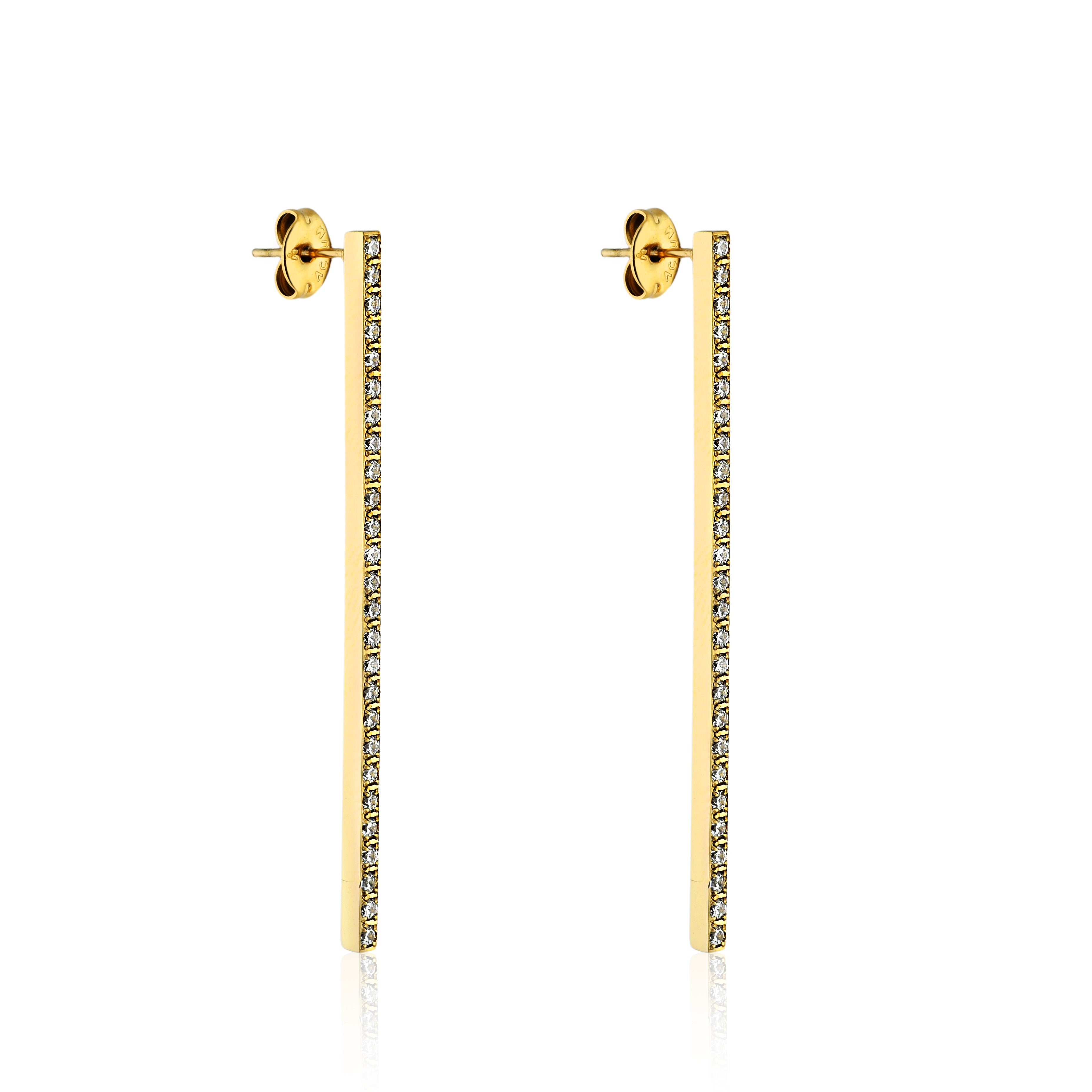 BRINCO GEOMÉTRIC HASTE RETA LONGA COM ZIRCÔNIAS