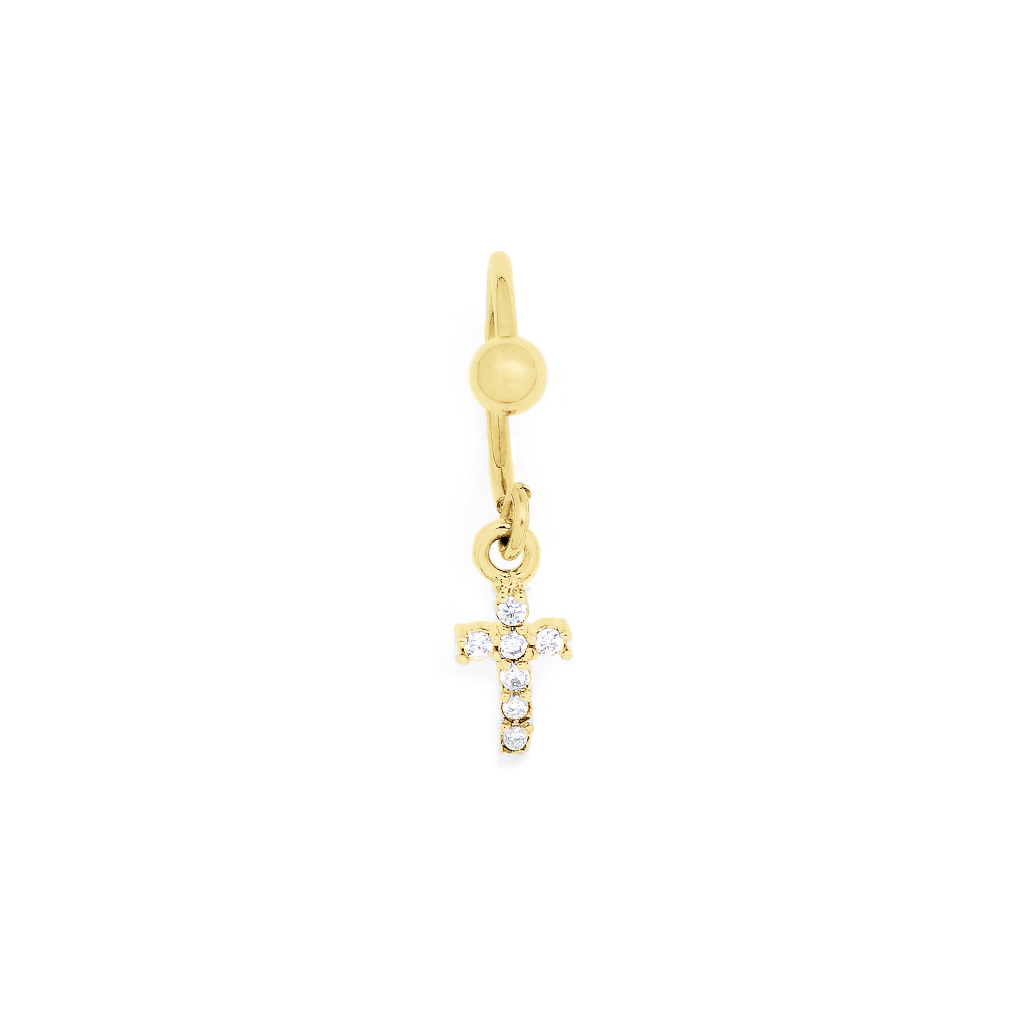 PIERCING CARTILAGEM AÇO CRUZ COM ZIRCÔNIA