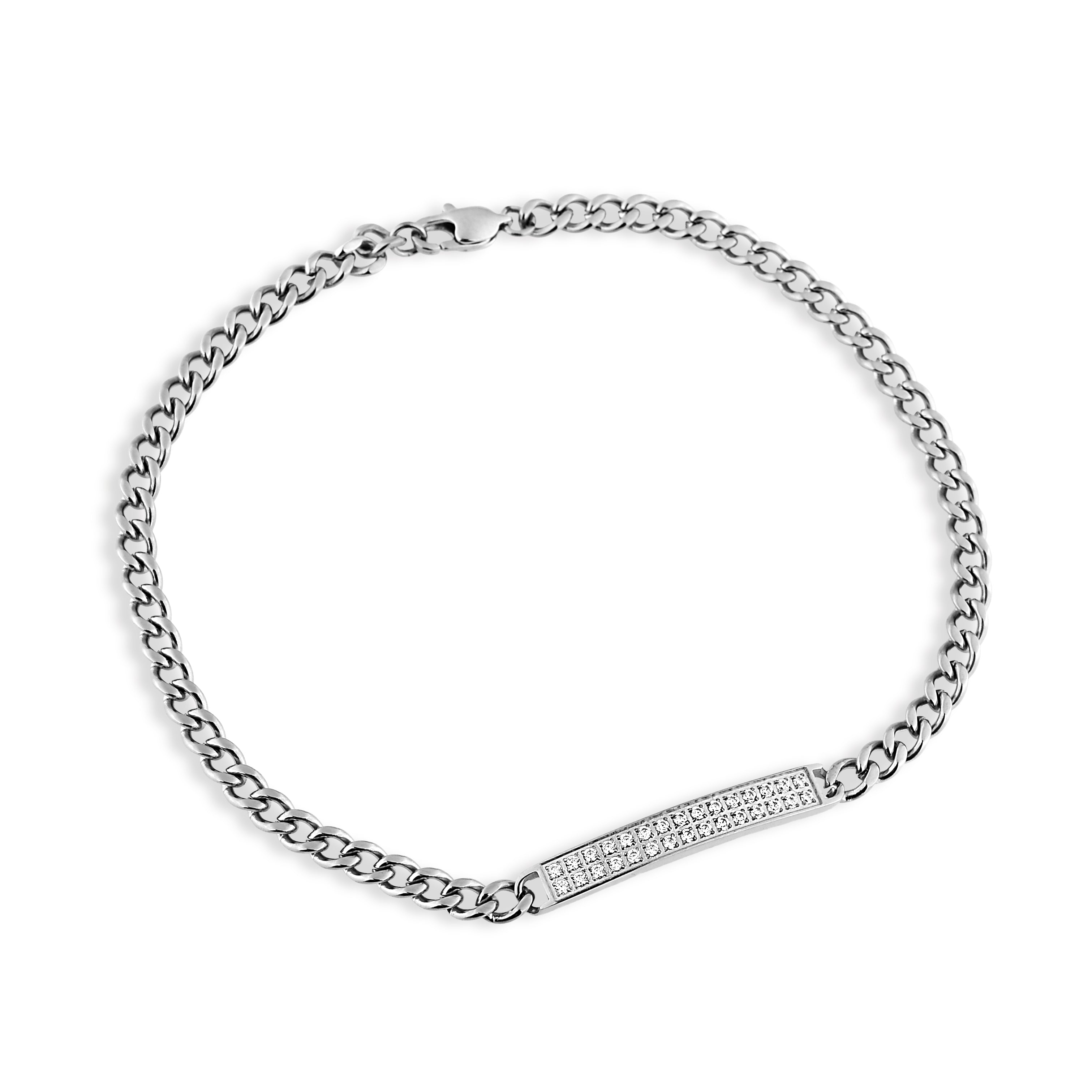 PULSEIRA GRUMET COM PLACA DE ZIRCÔNIAS 4MM