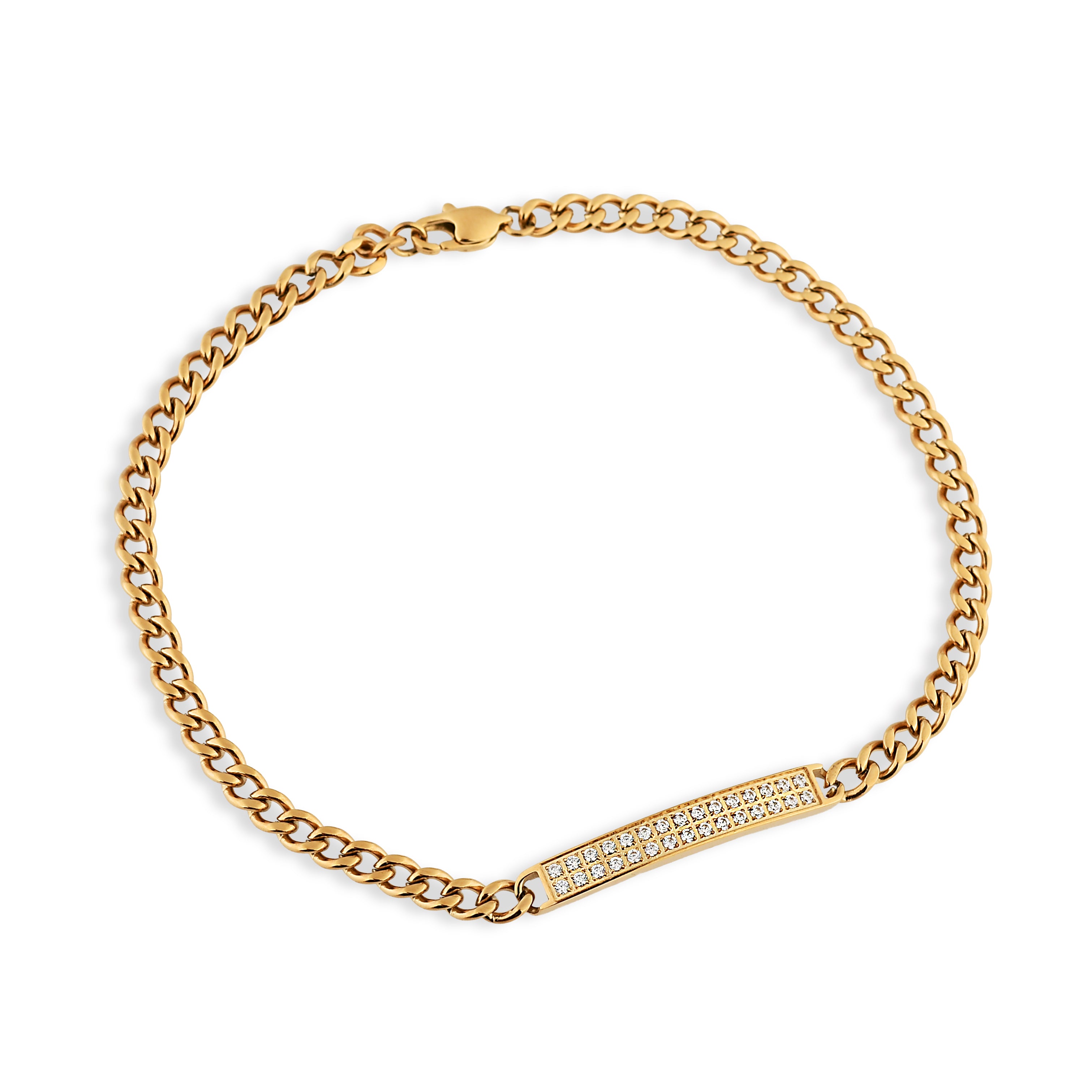 PULSEIRA GRUMET COM PLACA DE ZIRCÔNIAS 4MM