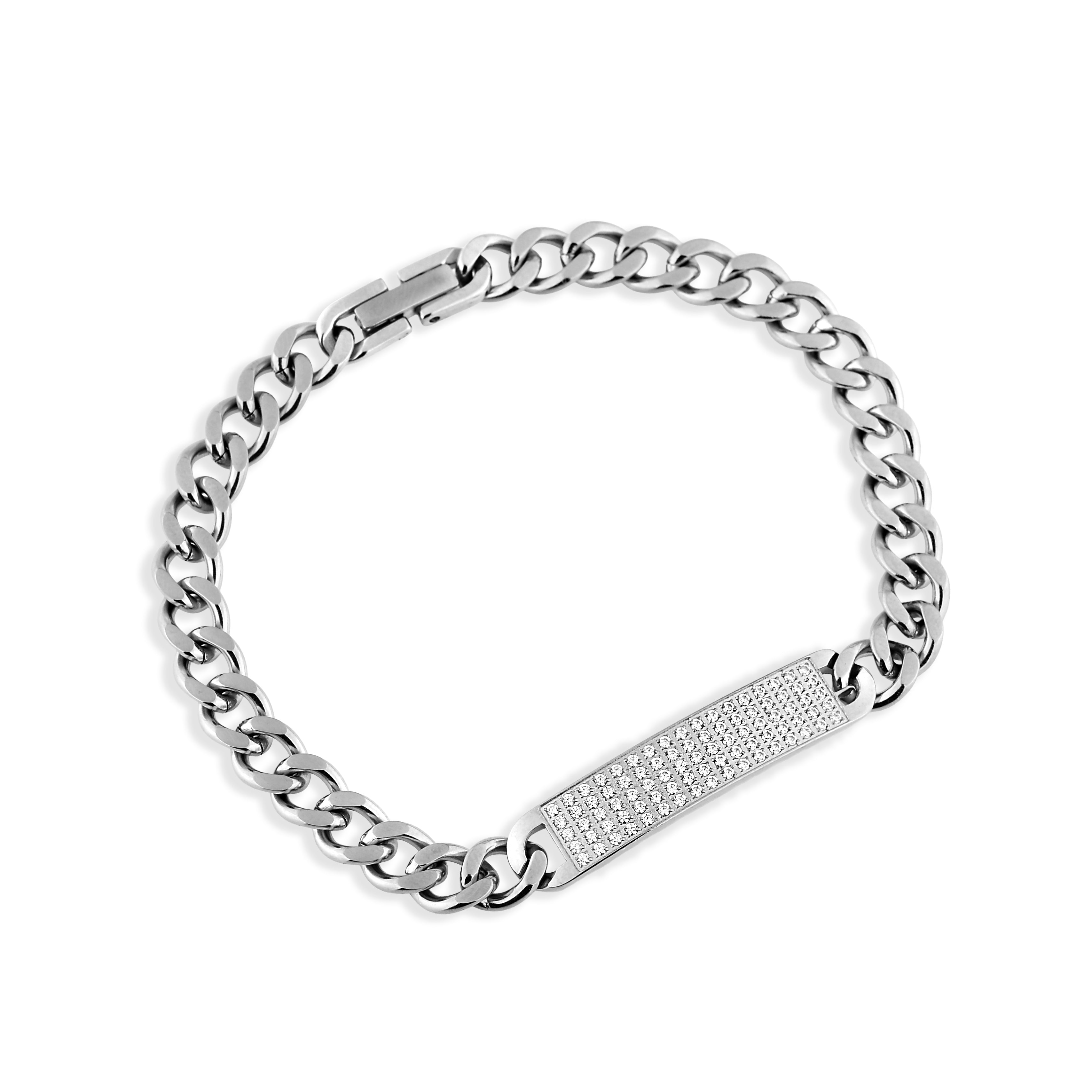 PULSEIRA GRUMET COM PLACA DE ZIRCÔNIAS 8MM