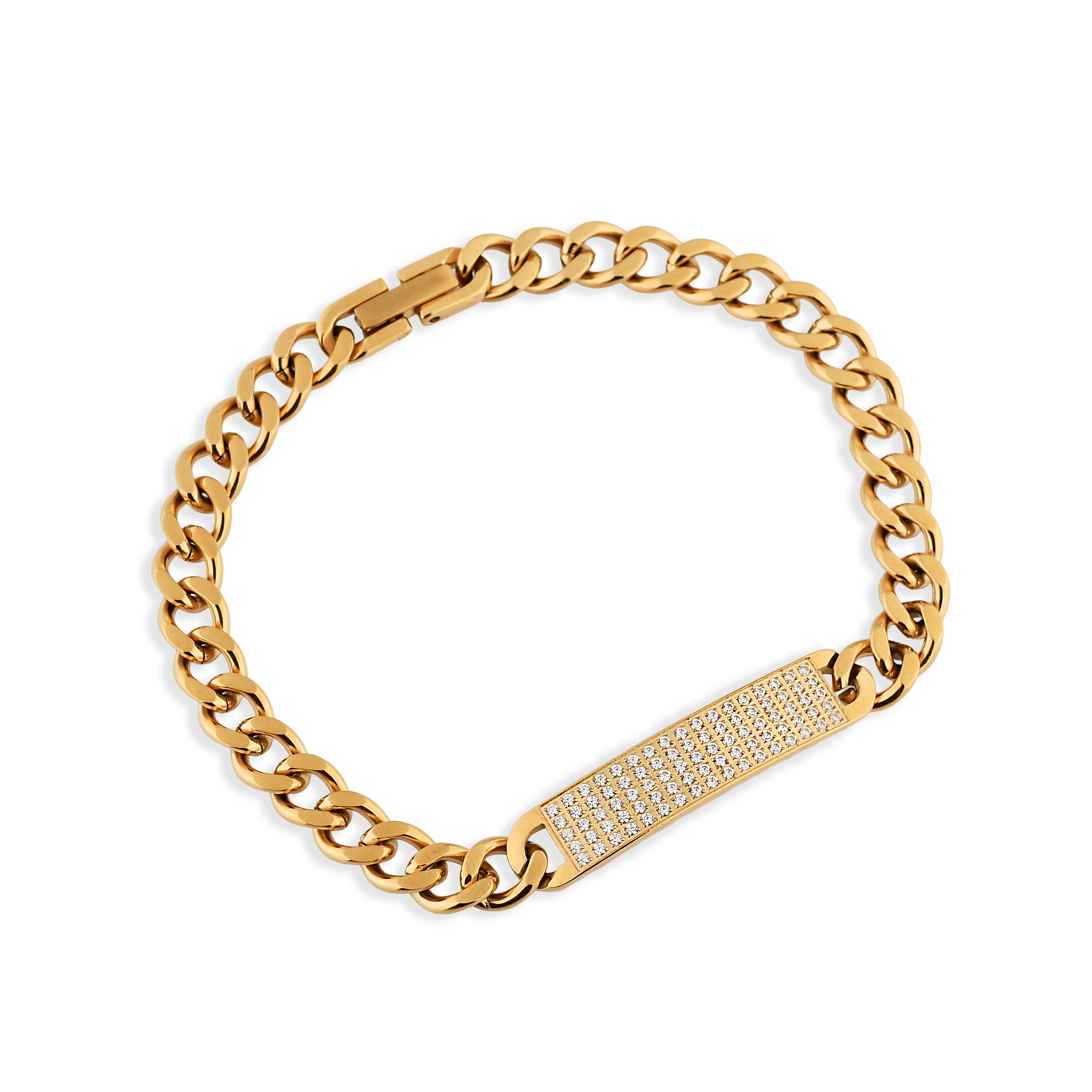 PULSEIRA GRUMET COM PLACA DE ZIRCÔNIAS 8MM