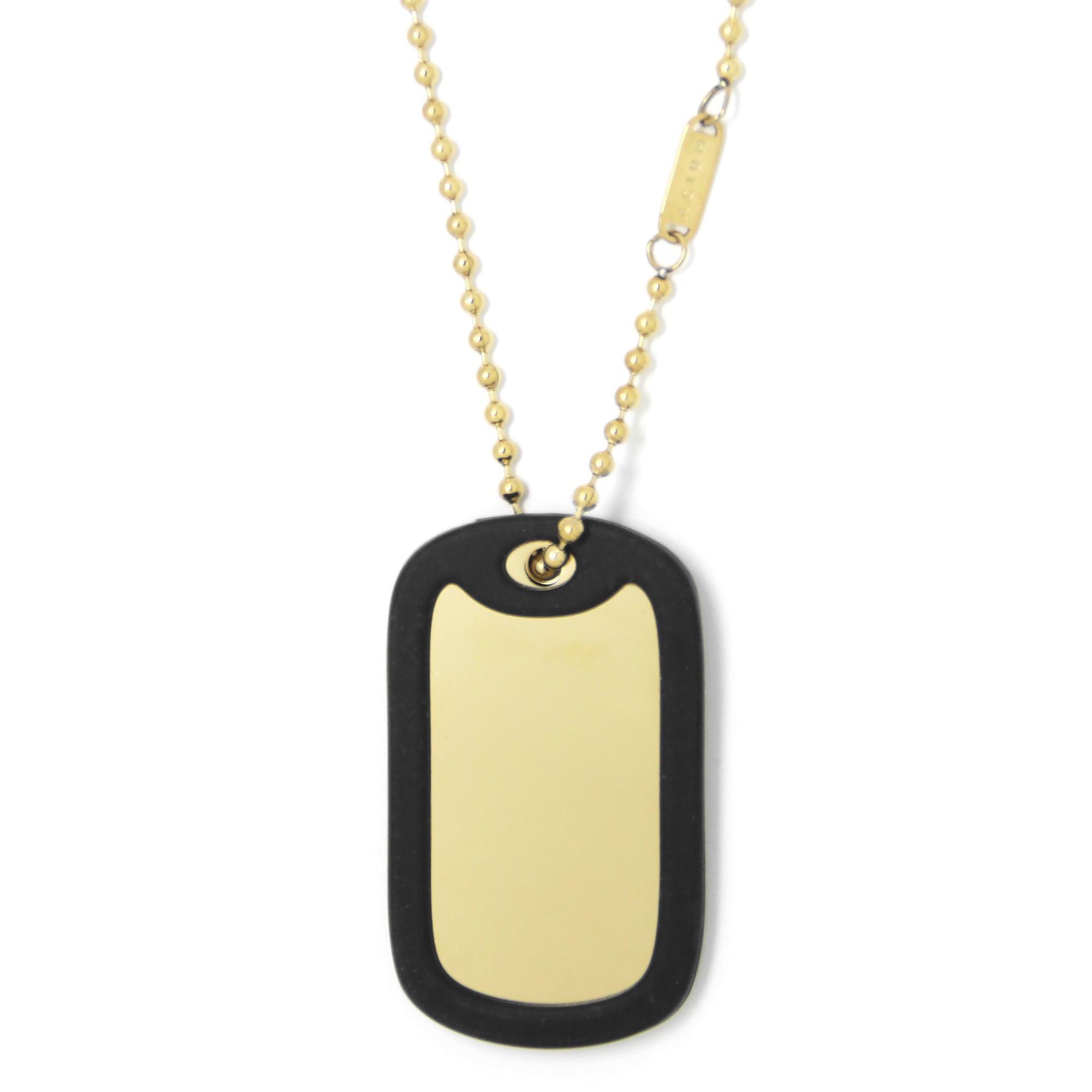 COLAR ARMY TAG CORRENTE BOLINHA 2MM PLACA COM BORRACHA VULCANIZADA "G" 30X45 (MM)