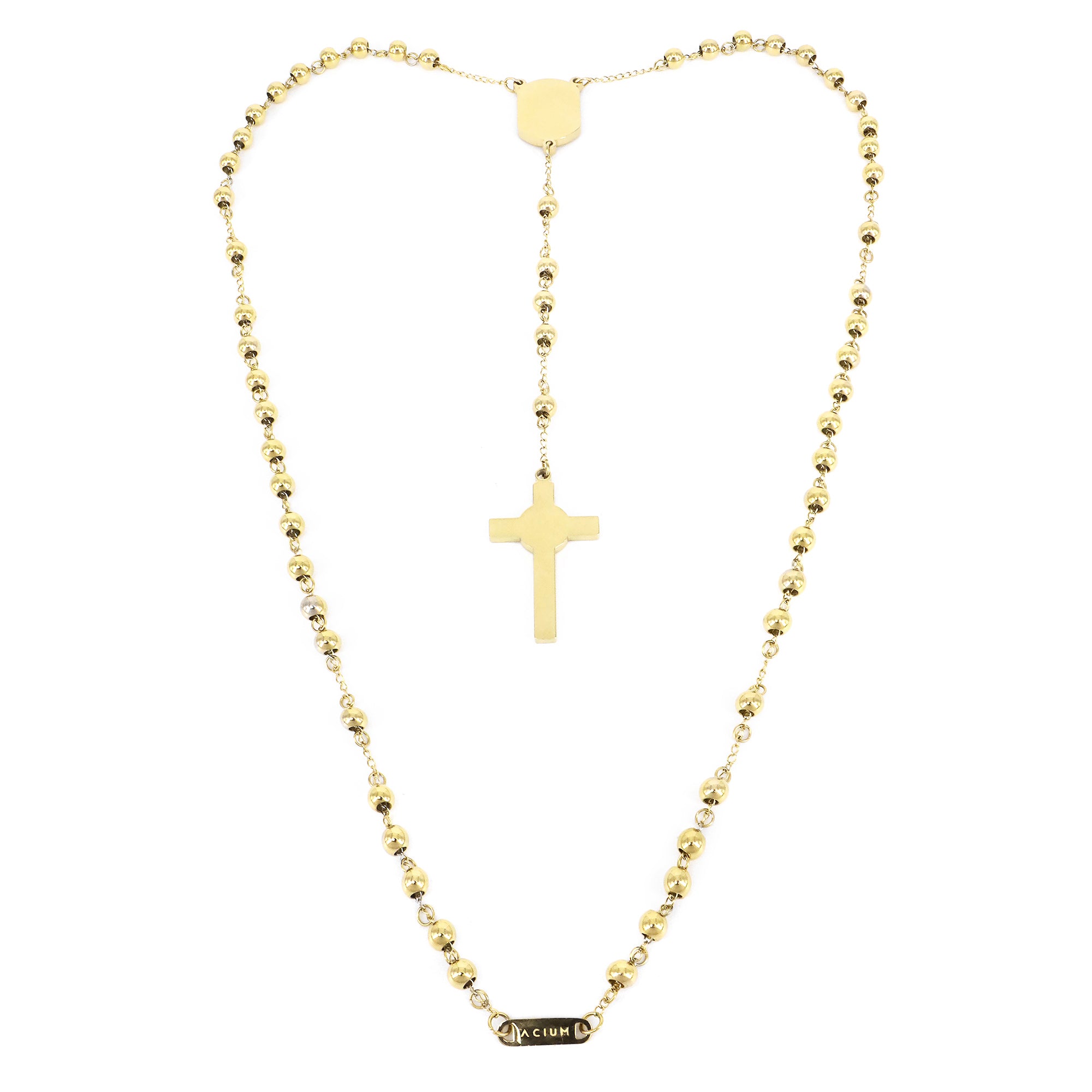 TERÇO FAITH BOLINHA PLACA PERSONALIZÁVEL E CRUZ